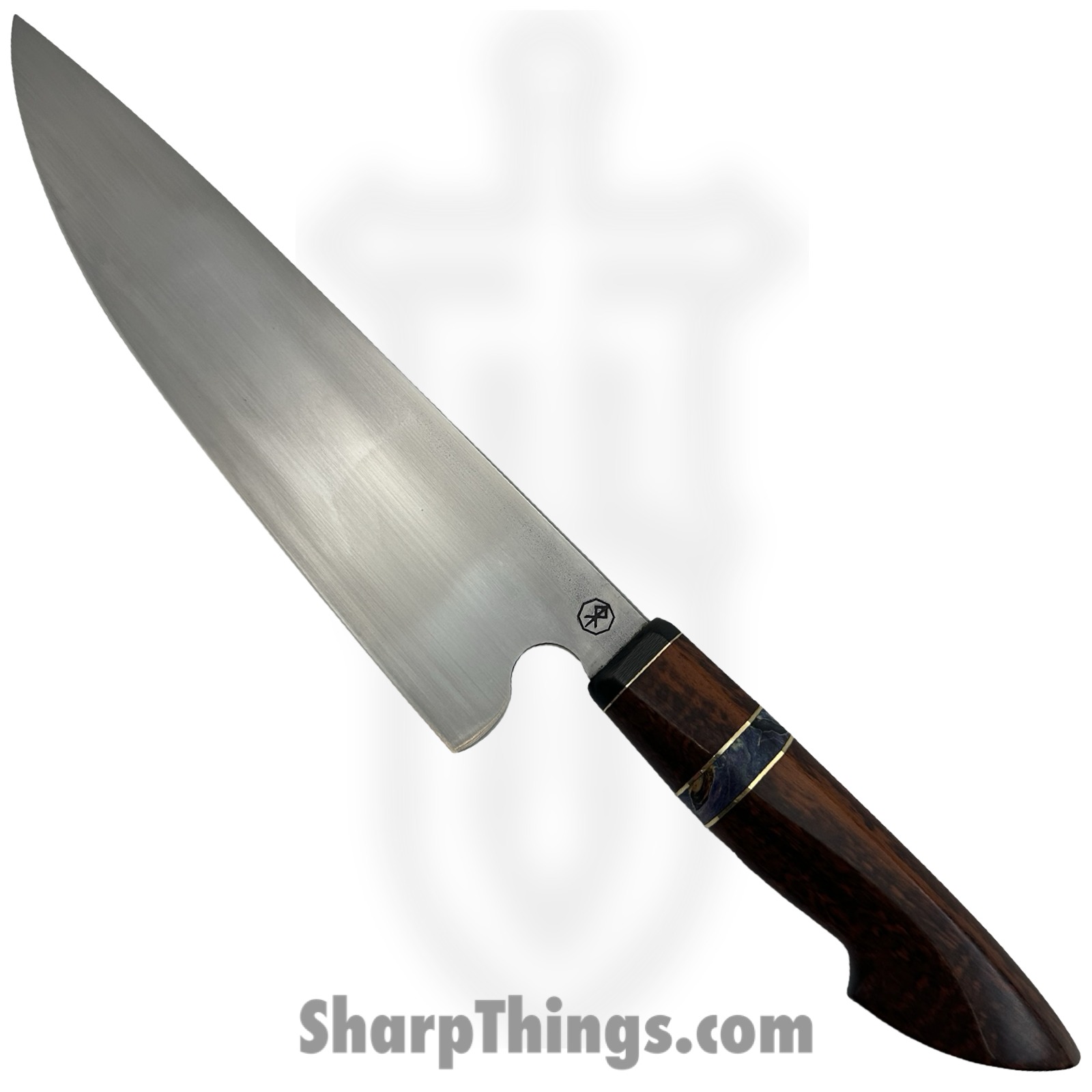 Royalty Rings Co. - RRC-WChef-02 - Western Chef - Fixed Blade Knife - AEB-L Satin Drop Point - Snakewood - Blue/Black/Bronze/Brown