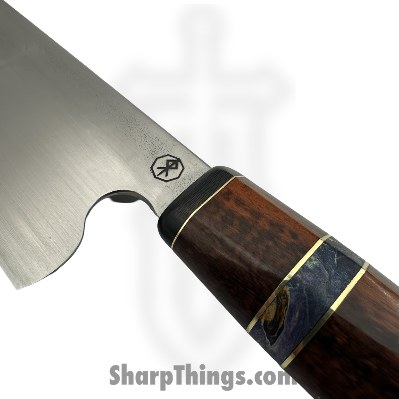 Royalty Rings Co. - RRC-WChef-02 - Western Chef - Fixed Blade Knife - AEB-L Satin Drop Point - Snakewood - Blue/Black/Bronze/Brown - Image 4