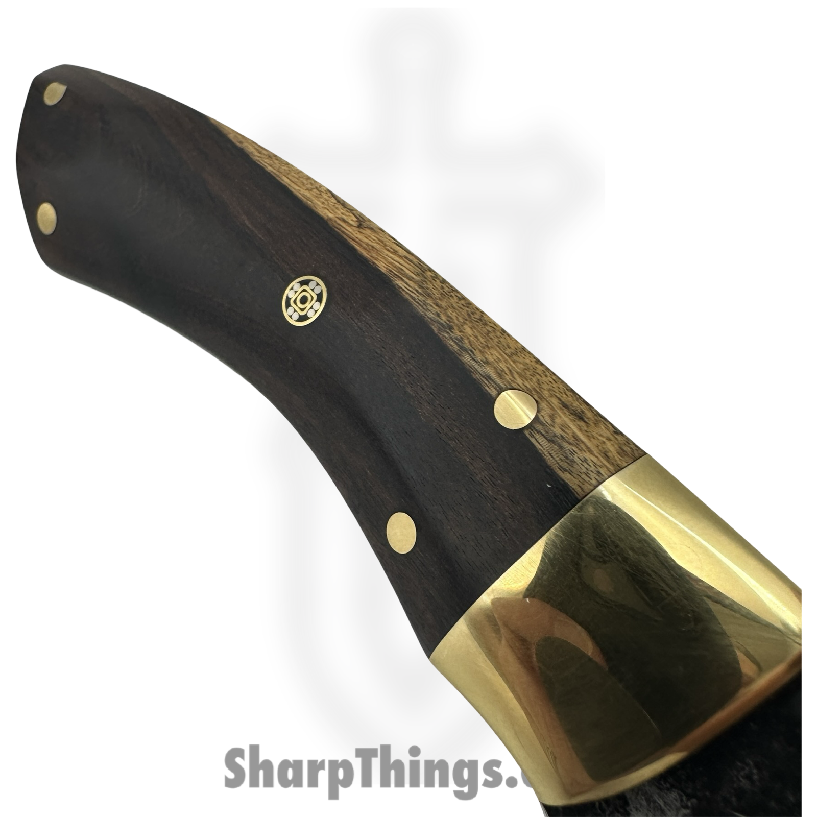 Royalty Rings Co. - RRC-Osso-01 - Osso - Fixed Blade Knife - 410/80crv2 Damascus Wharncliffe - Bolivian Rosewood - Brass Bolster - Image 3