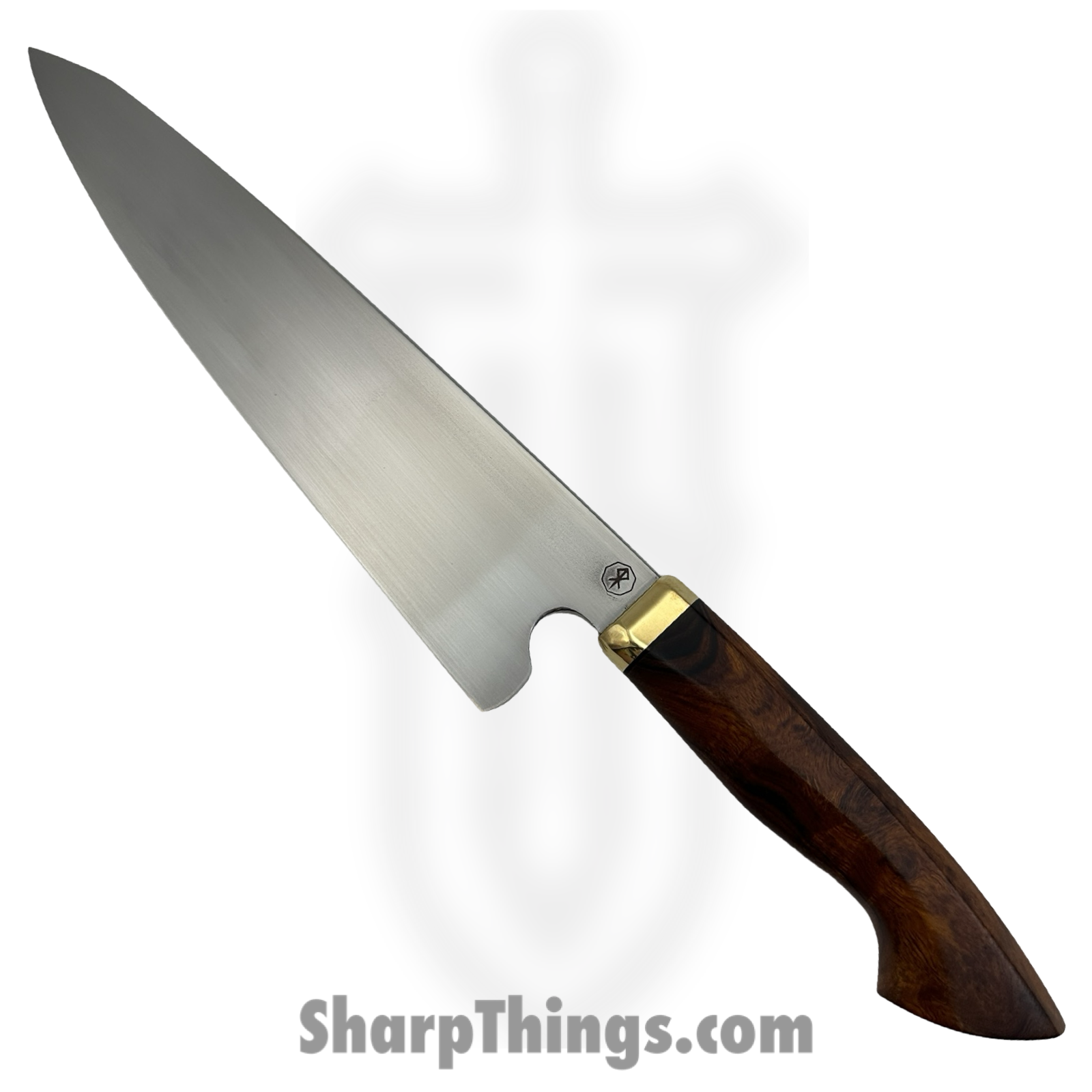 Royalty Rings Co. - RRC-Gyuto-01 - Gyuto - Fixed Blade Knife - AEB-L Satin Gyuto - Ironwood - Brown/Bronze