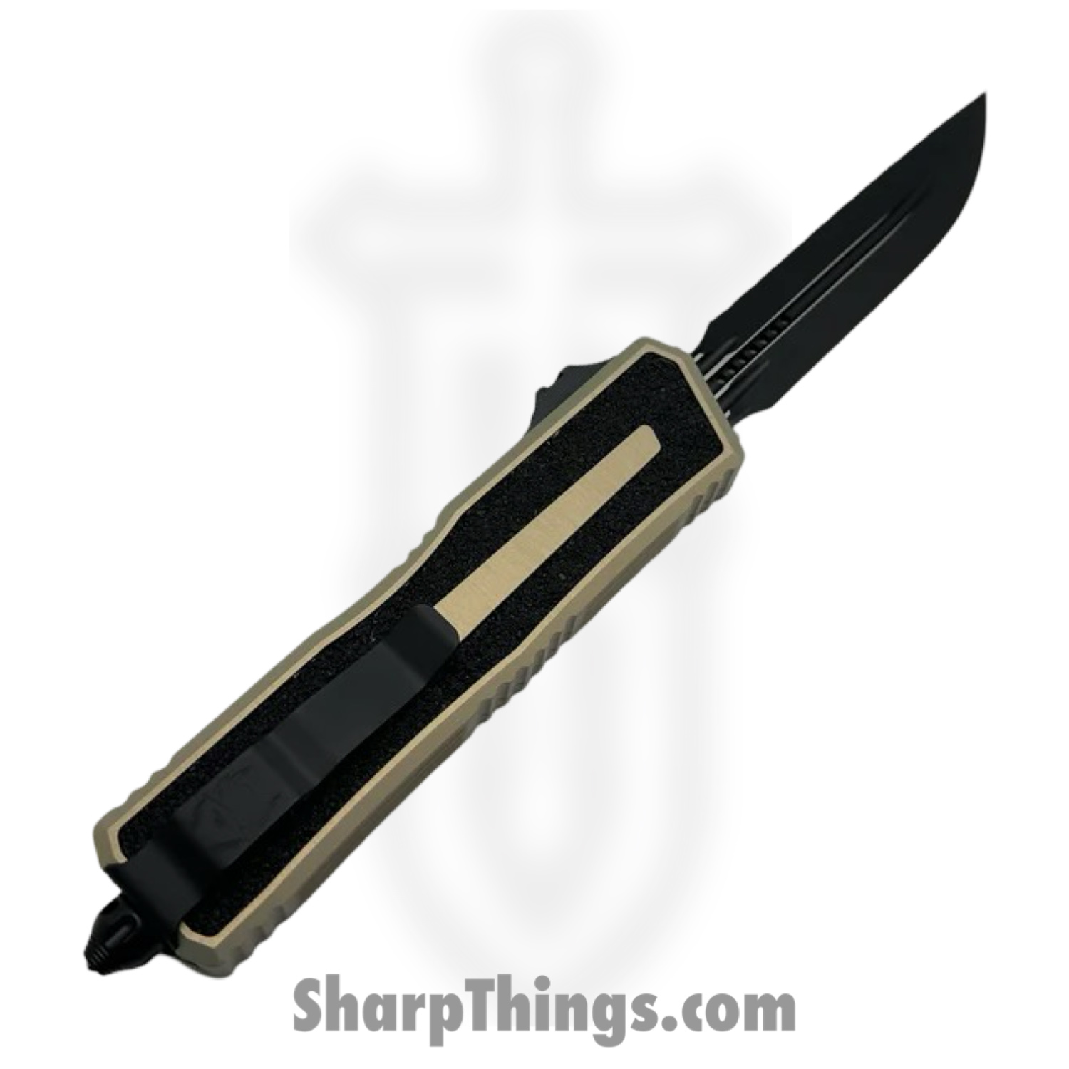 Microtech - 1180-3SN - Scarab II - OTF Auto - M390MK Coated Drop Point F/S - Alumium with Traction Tape Inserts - Tan - Image 2