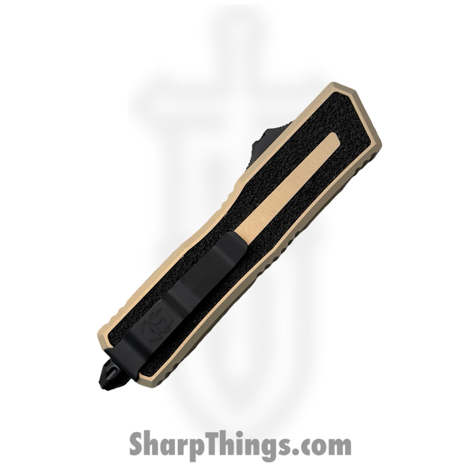 Microtech - 1180-3SN - Scarab II - OTF Auto - M390MK Coated Drop Point F/S - Alumium with Traction Tape Inserts - Tan - Image 4