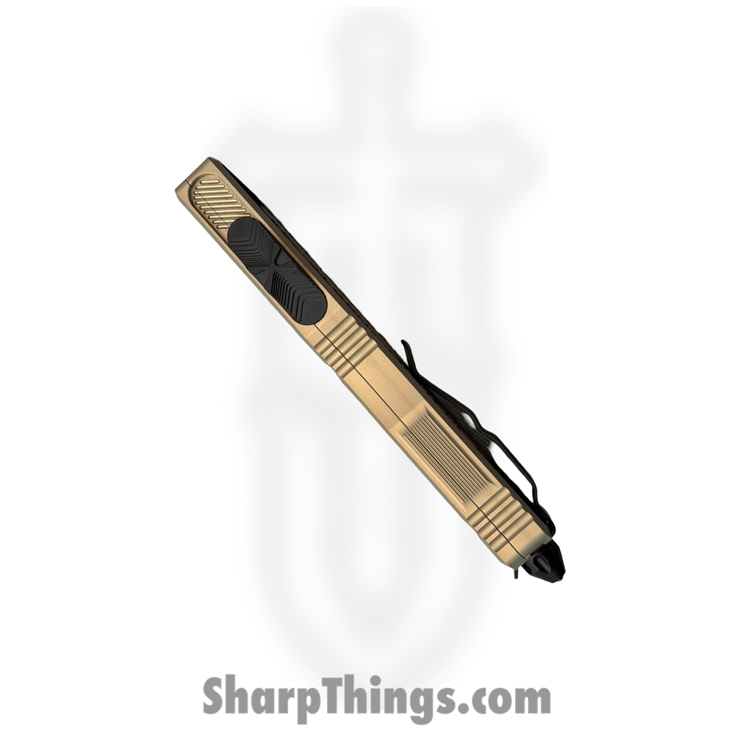 Microtech - 1180-3SN - Scarab II - OTF Auto - M390MK Coated Drop Point F/S - Alumium with Traction Tape Inserts - Tan - Image 5