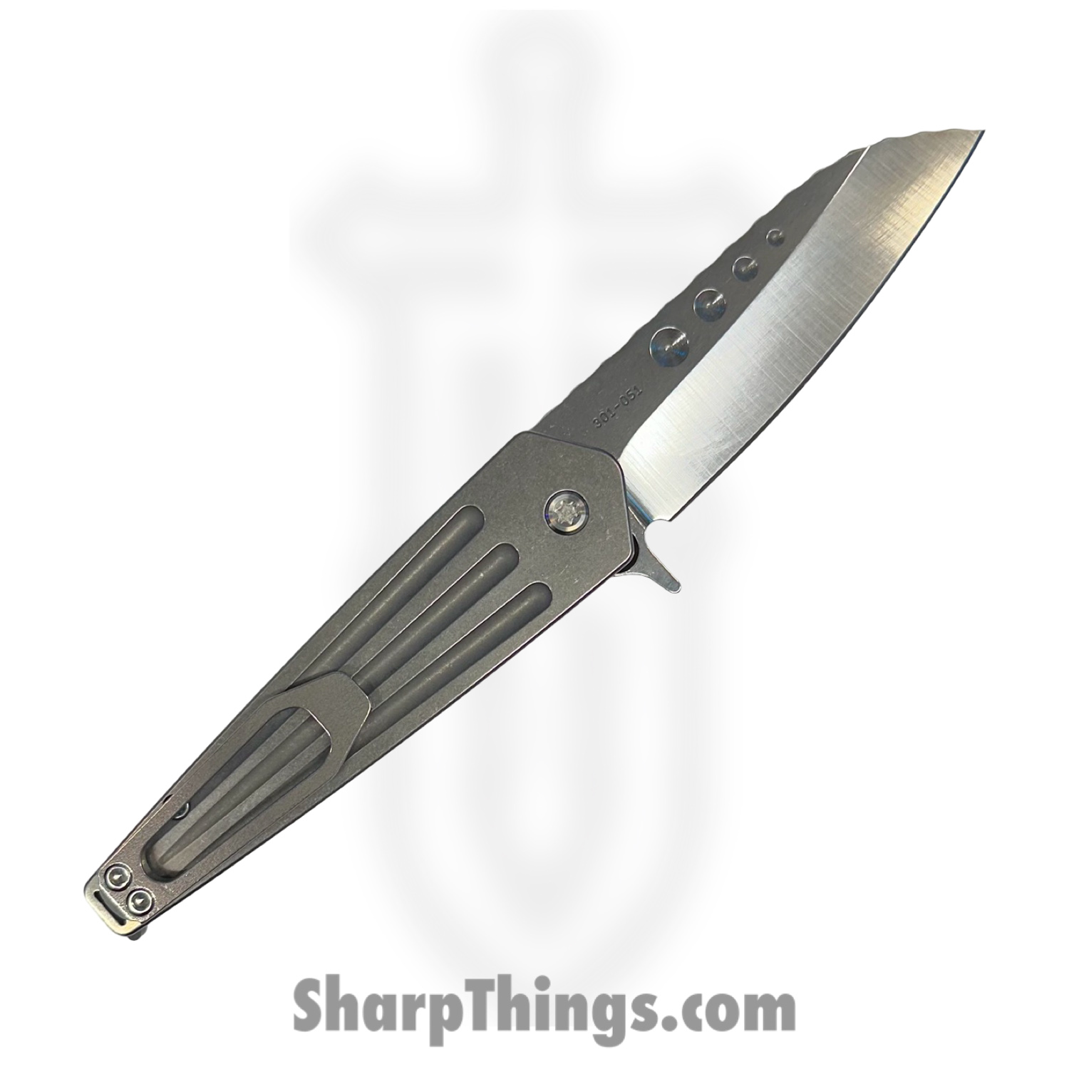 Medford Knife and Tool - 122324B - Nosferatu - Folding Knife - S45VN Tumbled "Armadillo" Sheepsfoot - Titanium - Silver - Image 2