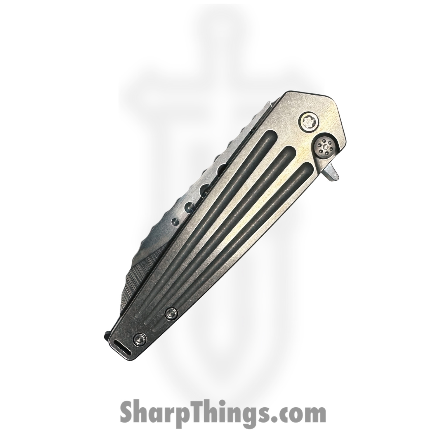 Medford Knife and Tool - 122324B - Nosferatu - Folding Knife - S45VN Tumbled "Armadillo" Sheepsfoot - Titanium - Silver - Image 3