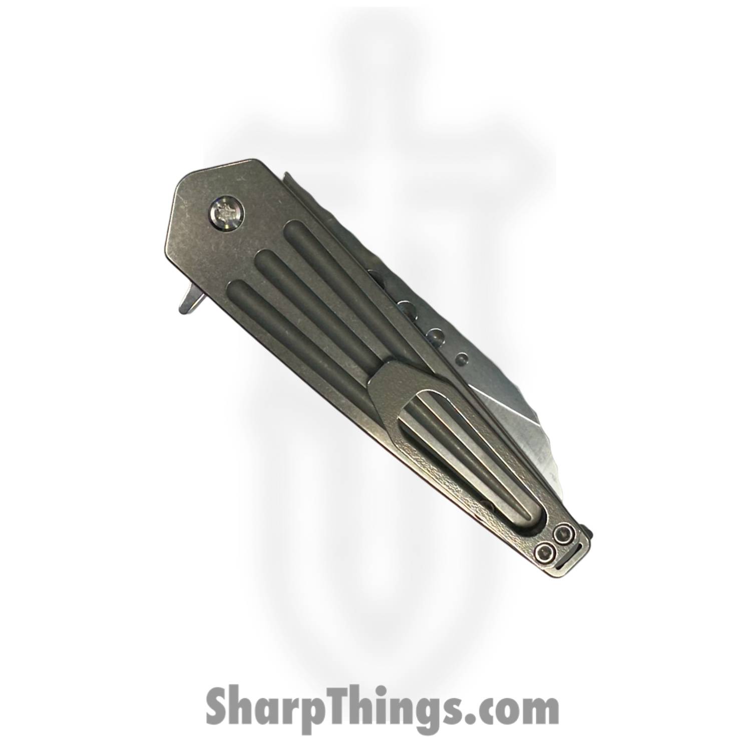 Medford Knife and Tool - 122324B - Nosferatu - Folding Knife - S45VN Tumbled "Armadillo" Sheepsfoot - Titanium - Silver - Image 4
