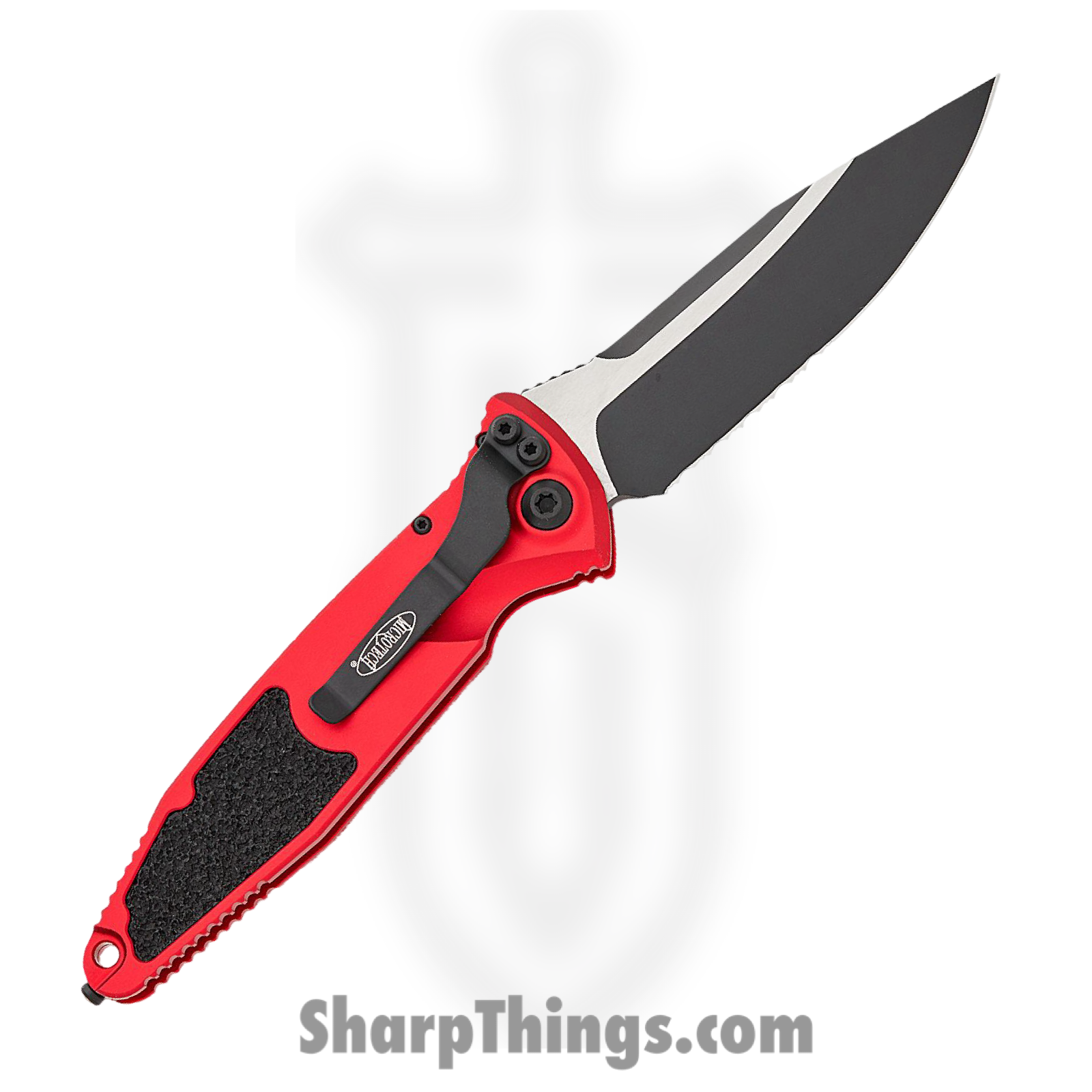 Microtech - 160A-2RD - Socom Elite - Folding Knife - M390, 204P, Elmax, or XHP Coated Clip Point P/S - Aluminum with Textured Inserts - Red - Image 2