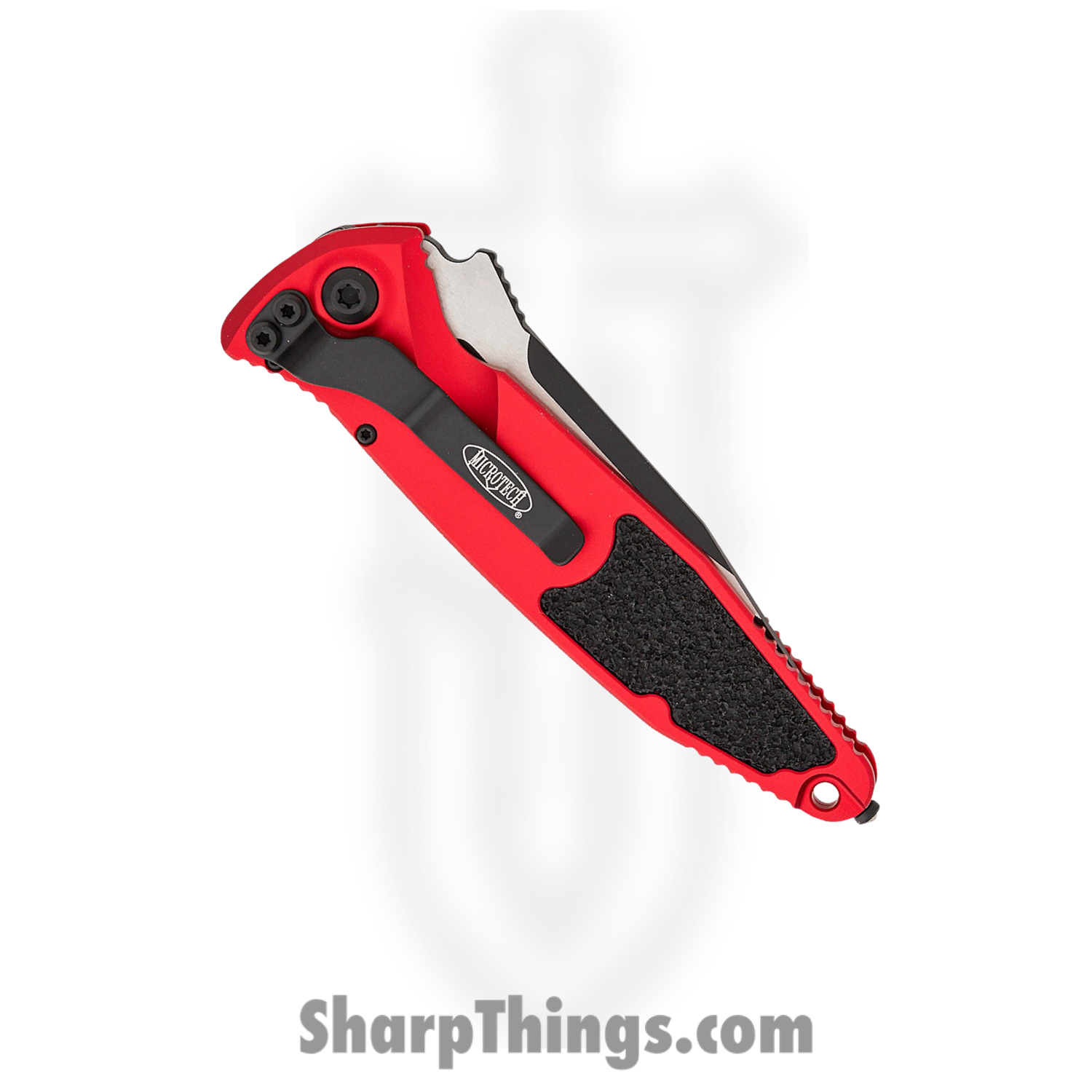 Microtech - 160A-2RD - Socom Elite - Folding Knife - M390, 204P, Elmax, or XHP Coated Clip Point P/S - Aluminum with Textured Inserts - Red - Image 4