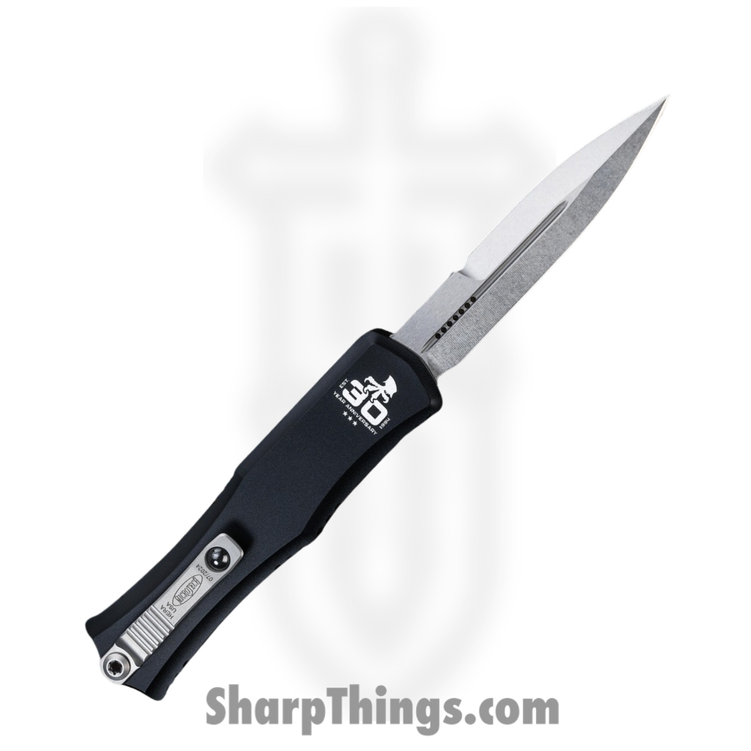 Microtech - 1701M-1030 - Mini Hera II 30th Anniversary - OTF Auto - M390MK Stonewash Bayonet - Aluminum - Black - Image 2