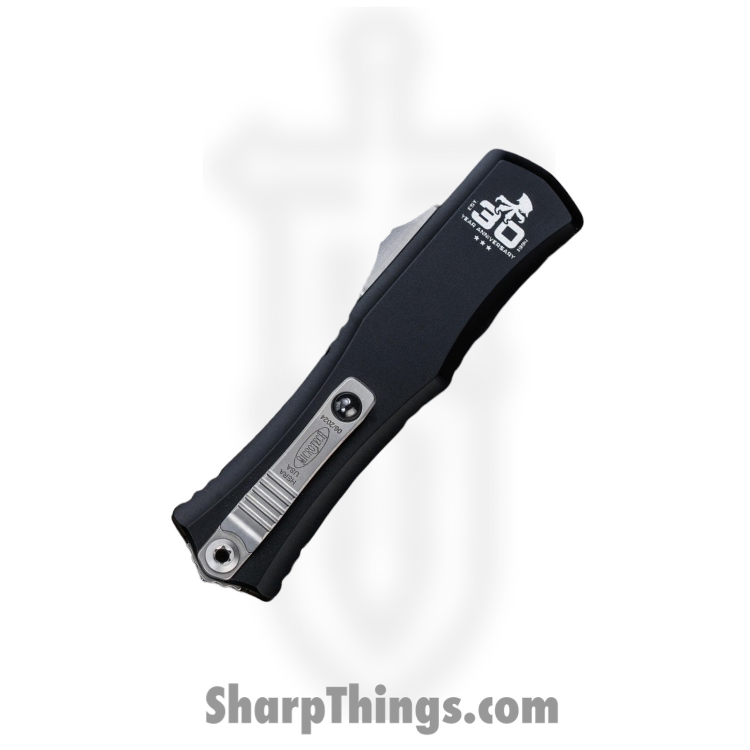 Microtech - 1701M-1030 - Mini Hera II 30th Anniversary - OTF Auto - M390MK Stonewash Bayonet - Aluminum - Black - Image 3