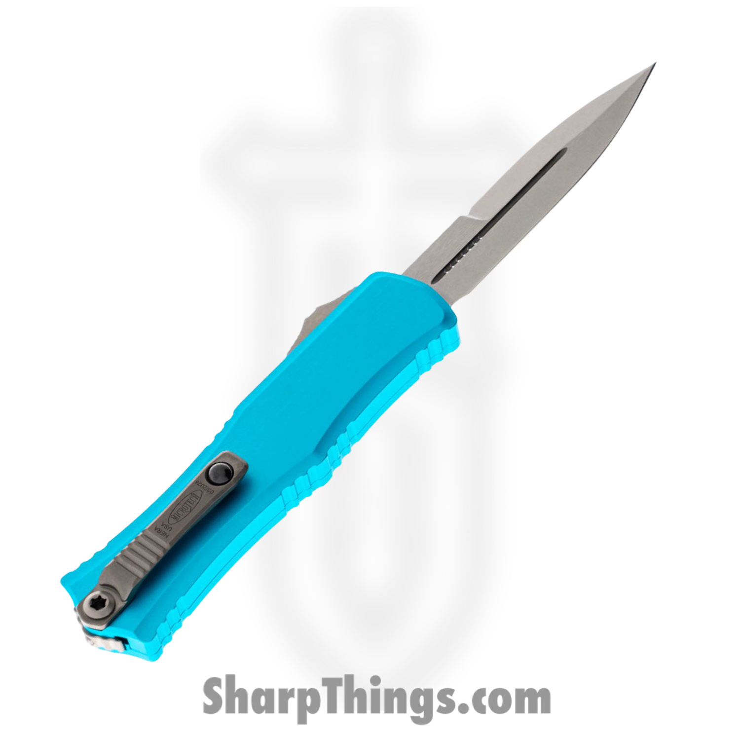 Microtech - 1701M-10TQ - Mini Hera II - OTF Auto - M390MK Stonewash Drop Point - Aluminum - Turquoise - Image 2