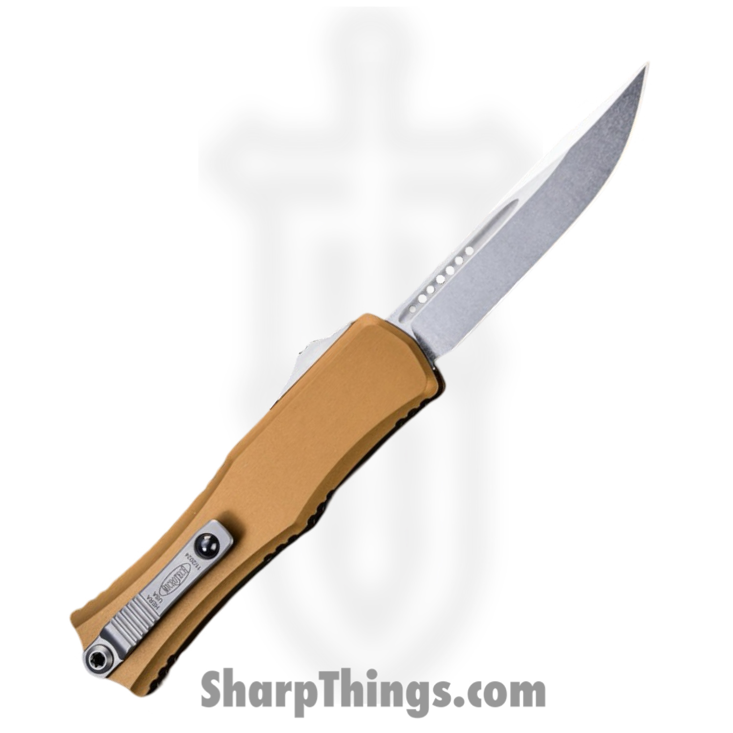 Microtech - 1703M-10TA - Mini Hera II - OTF Auto - M390MK Stonewash Drop Point - Aluminum - Tan - Image 2