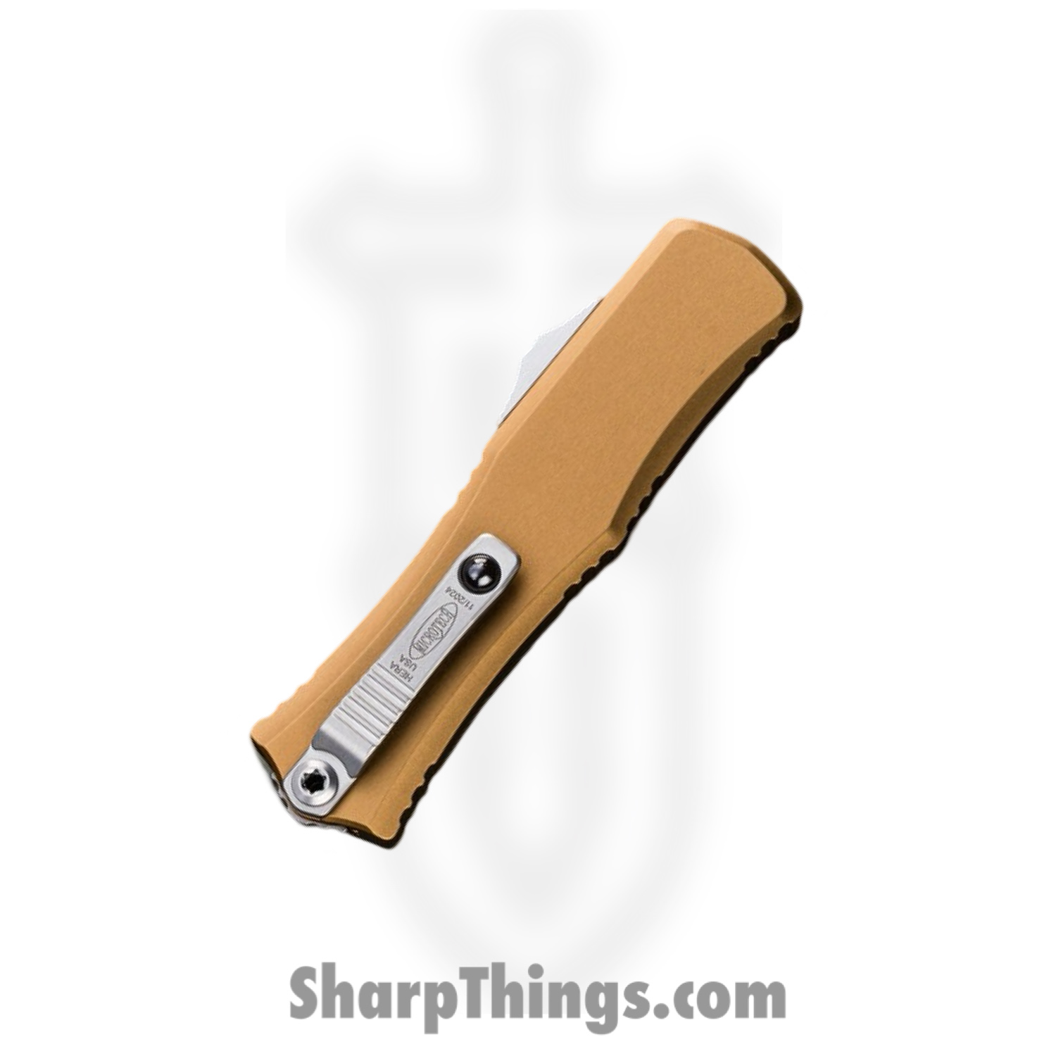 Microtech - 1703M-10TA - Mini Hera II - OTF Auto - M390MK Stonewash Drop Point - Aluminum - Tan - Image 4