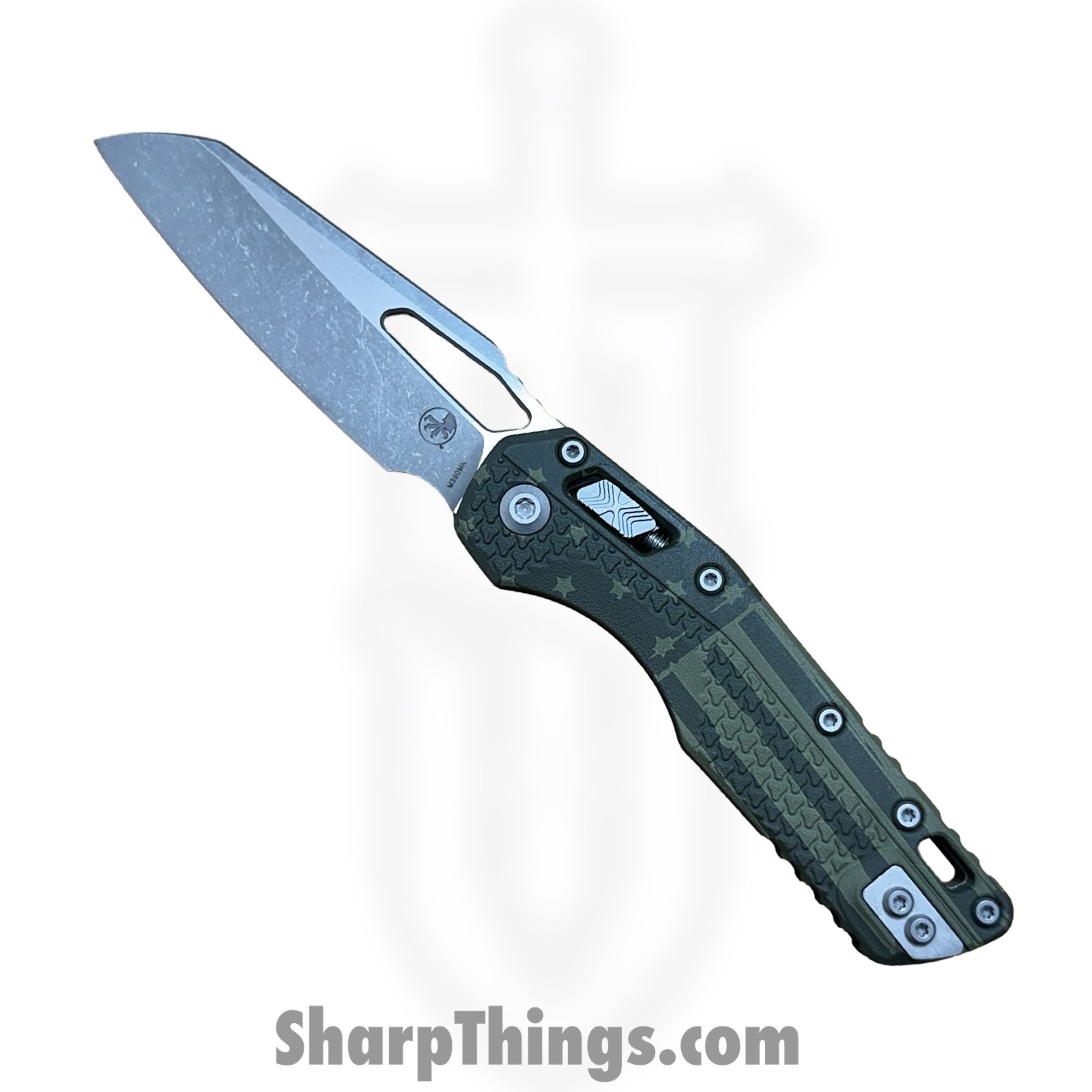 Microtech - 210T-10 APPMODFLAG - MSI RAM-LOK Flag - Folding Knife - M390MK Modified Sheepsfoot - Injection Molded Polymer - OD Green Flag