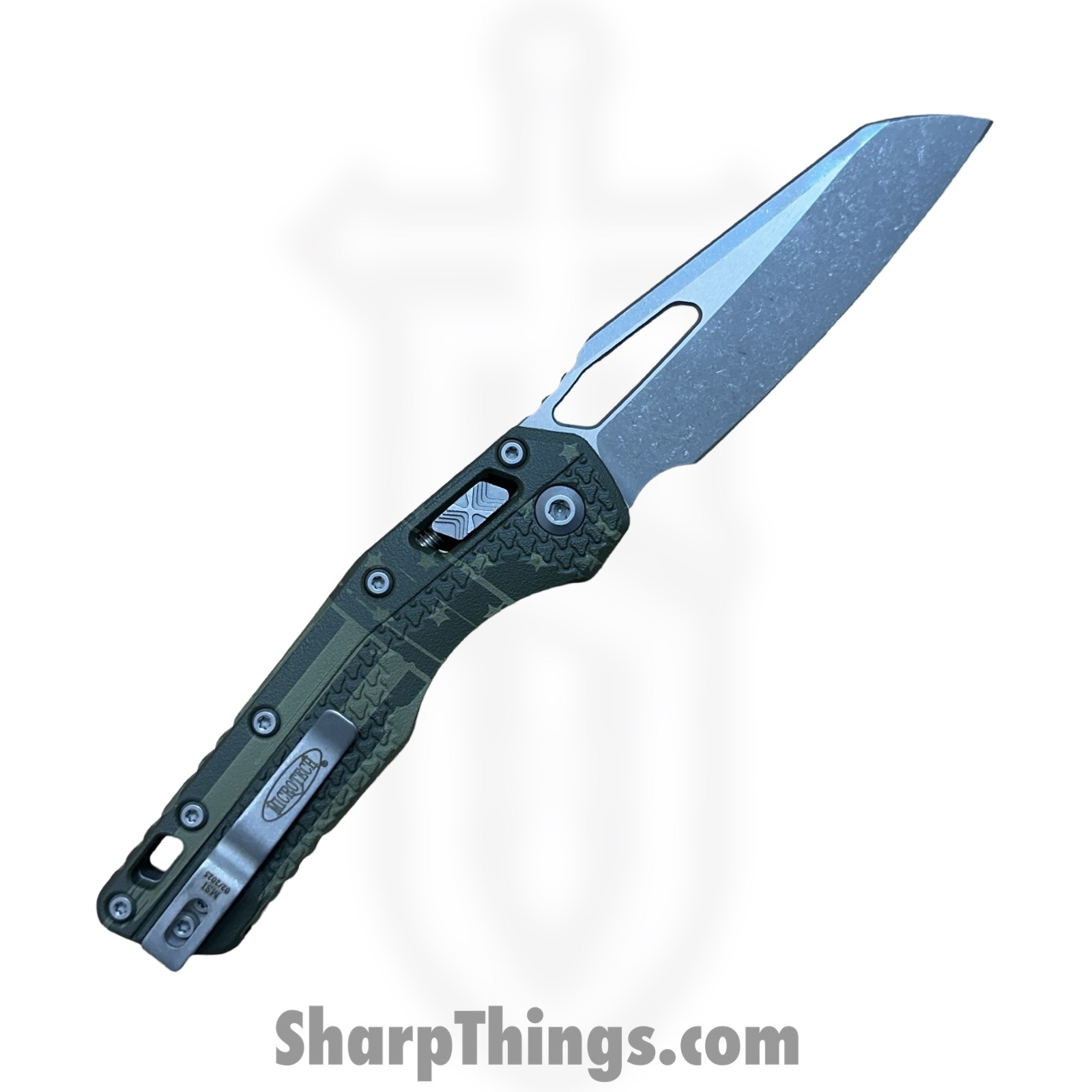 Microtech - 210T-10 APPMODFLAG - MSI RAM-LOK Flag - Folding Knife - M390MK Modified Sheepsfoot - Injection Molded Polymer - OD Green Flag - Image 2