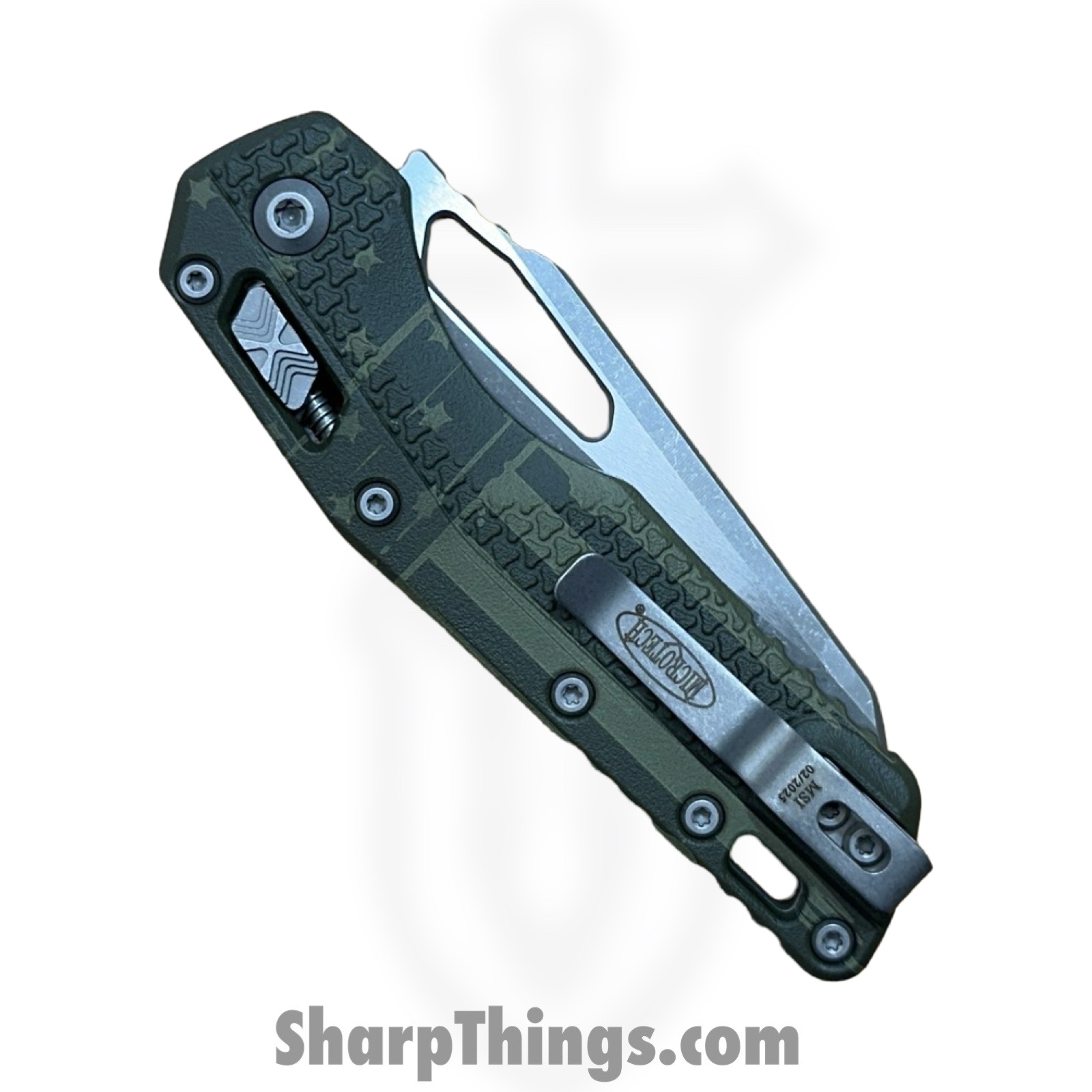 Microtech - 210T-10 APPMODFLAG - MSI RAM-LOK Flag - Folding Knife - M390MK Modified Sheepsfoot - Injection Molded Polymer - OD Green Flag - Image 5