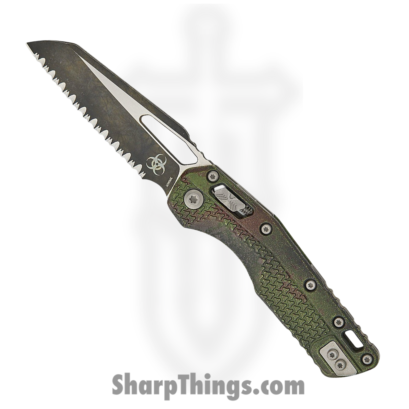 Microtech - 210T-3PMOBS - MSI Signature Series - Folding Knife - M390MK Apocalyptic Modified Sheepsfoot - "Outbreak" Polymer - Black Green