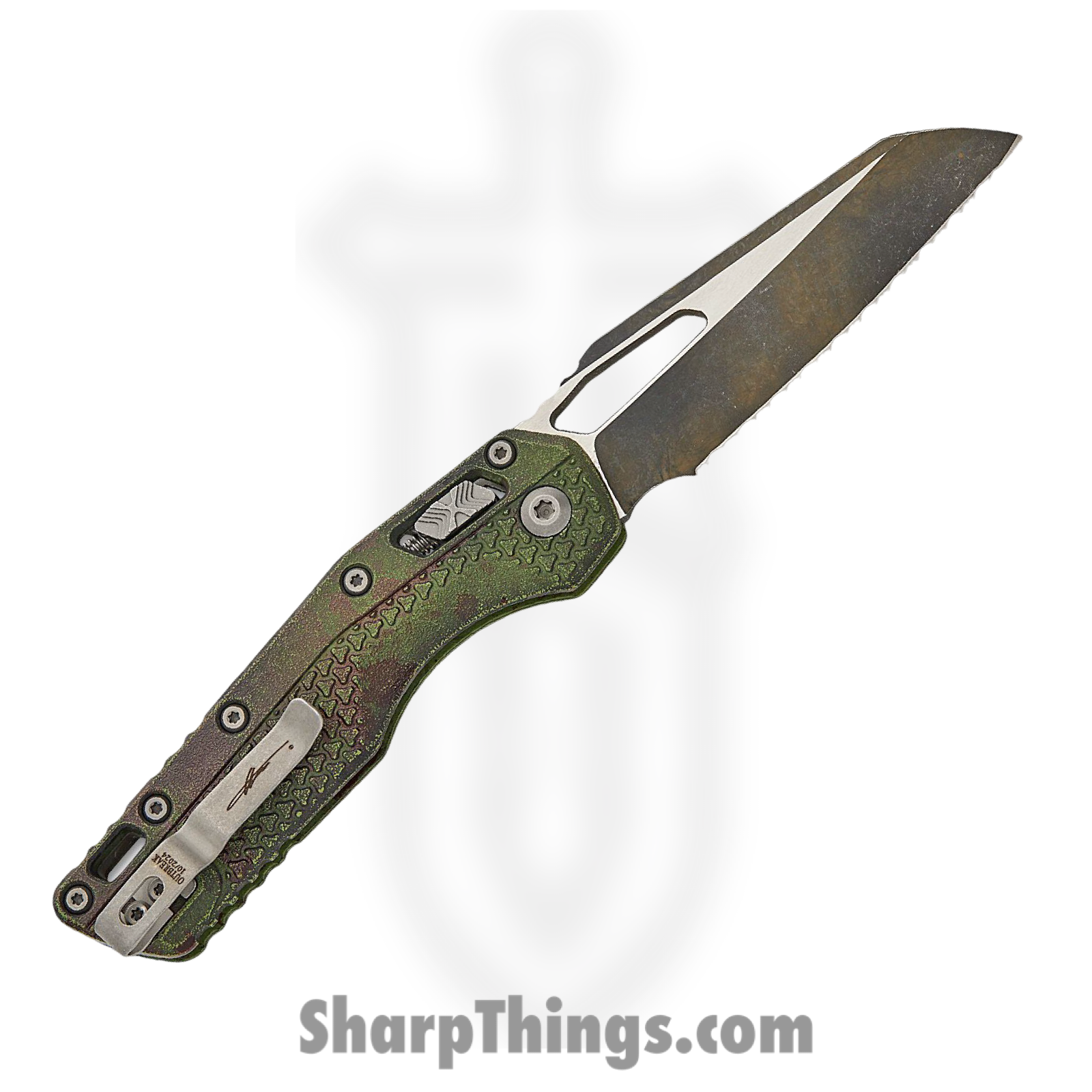 Microtech - 210T-3PMOBS - MSI Signature Series - Folding Knife - M390MK Apocalyptic Modified Sheepsfoot - "Outbreak" Polymer - Black Green - Image 2