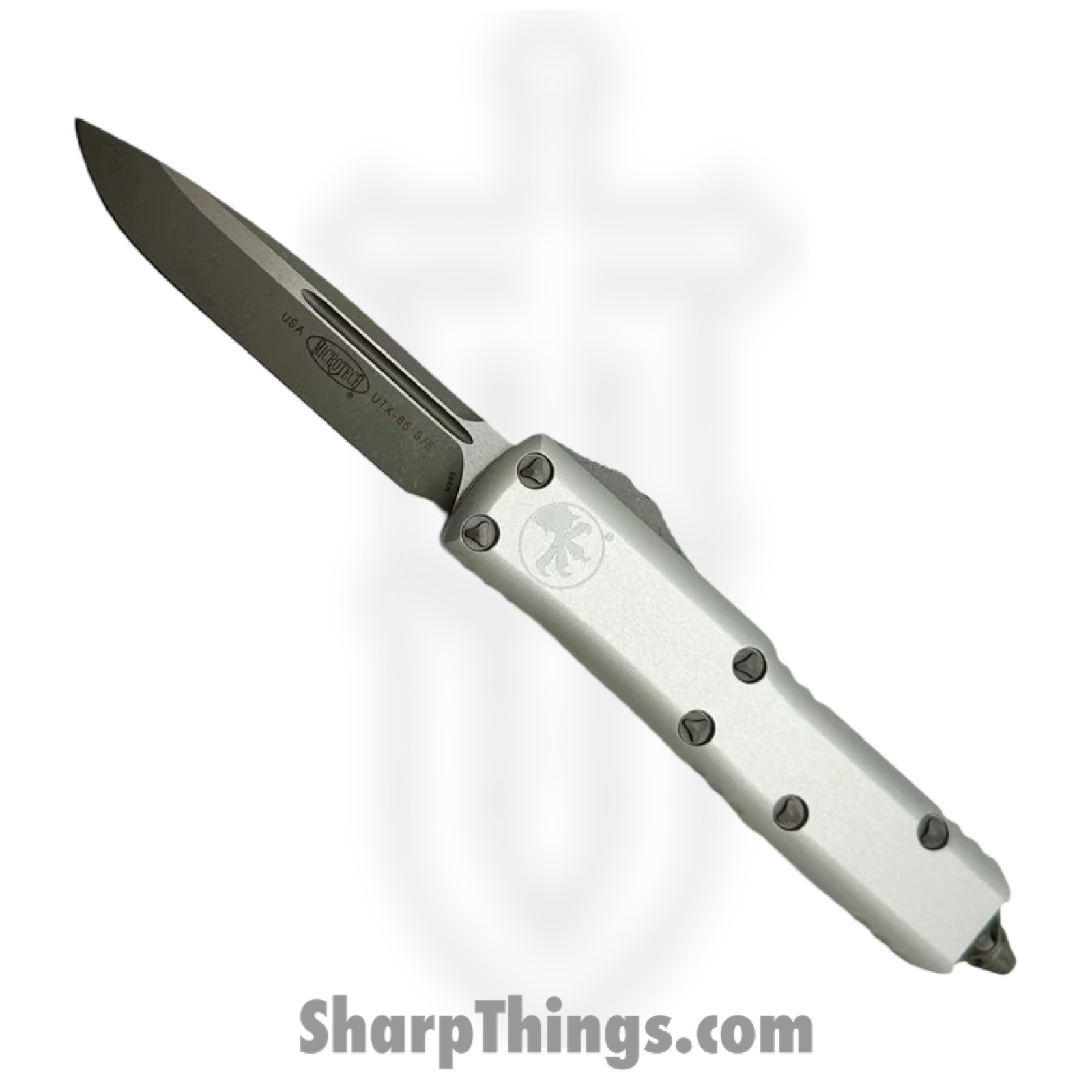 Microtech - 231-10APCR - UTX-85 - OTF Auto - M390, 204P, Elmax, or XHP Apocalyptic Drop Point - Aluminum - Clear