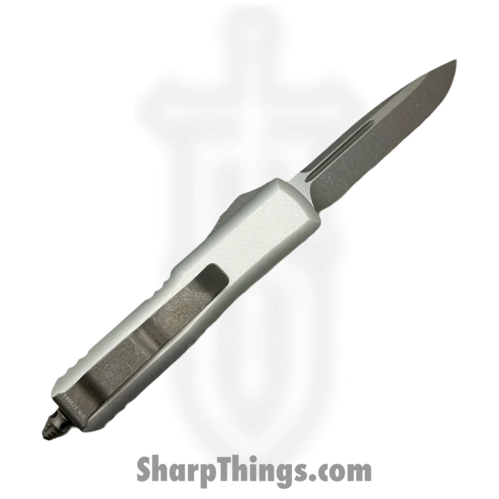 Microtech - 231-10APCR - UTX-85 - OTF Auto - M390, 204P, Elmax, or XHP Apocalyptic Drop Point - Aluminum - Clear - Image 2