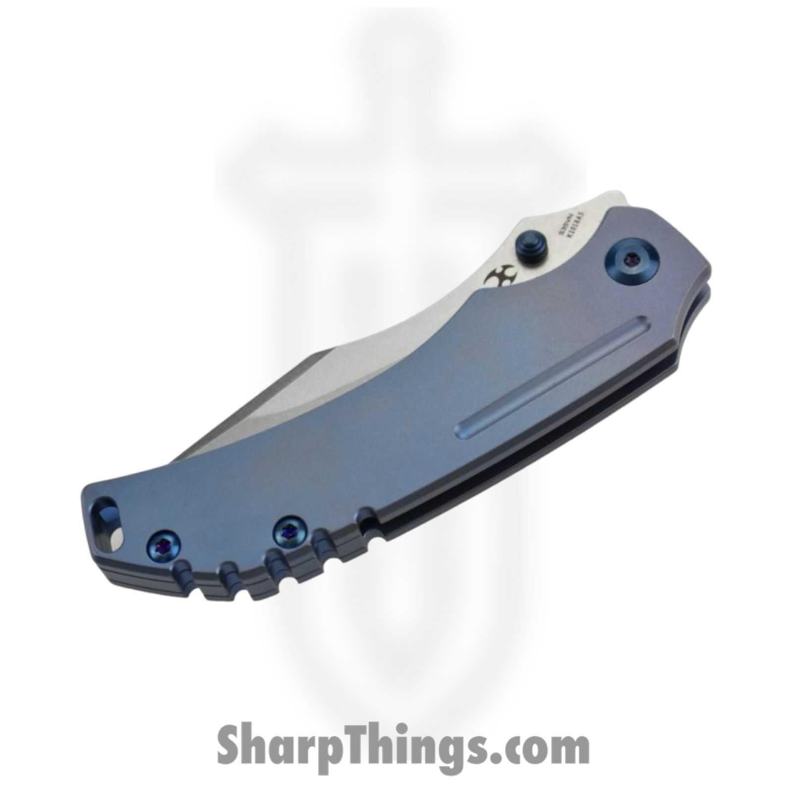 Kansept Knives - K1018A5 - Pelican - Folding Knife - S35VN Stonewashed Tanto - 6AL4V Titanium - Blue - Image 4