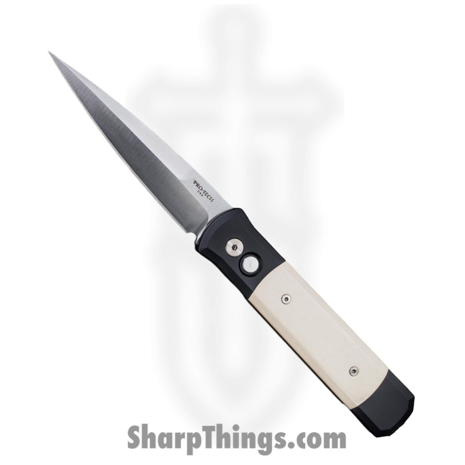 ProTech - 951 - Godfather - Automatic Knife - 154CM Satin Spear Point - Micarta - Black White
