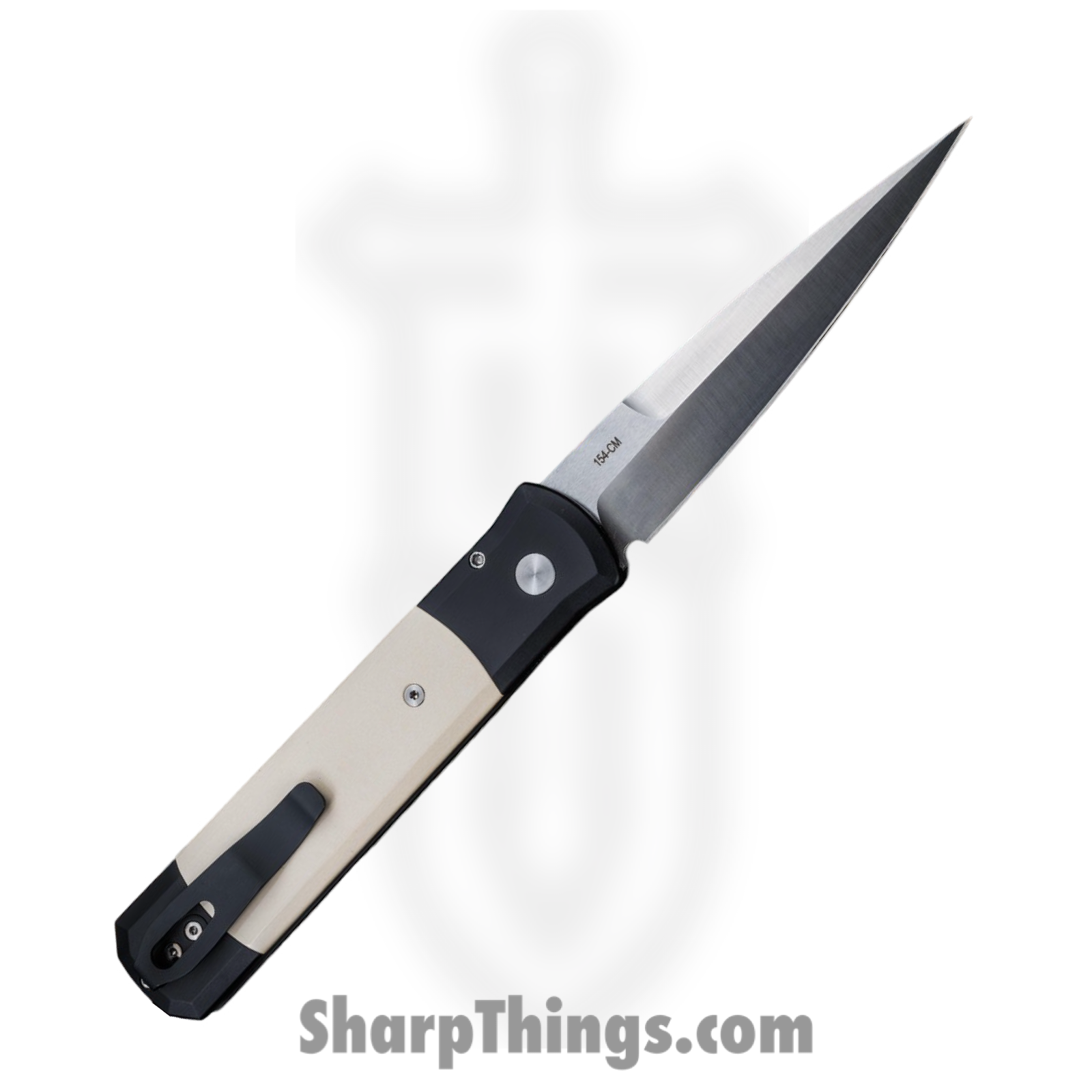 ProTech - 951 - Godfather - Automatic Knife - 154CM Satin Spear Point - Micarta - Black White - Image 2