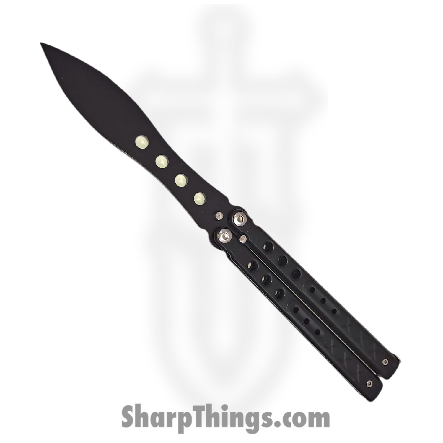 PTC - BF-204-5 - Butterfly Trainer - Balisong - 1065 Surgical Steel Coated Blunt - Stainless - Black