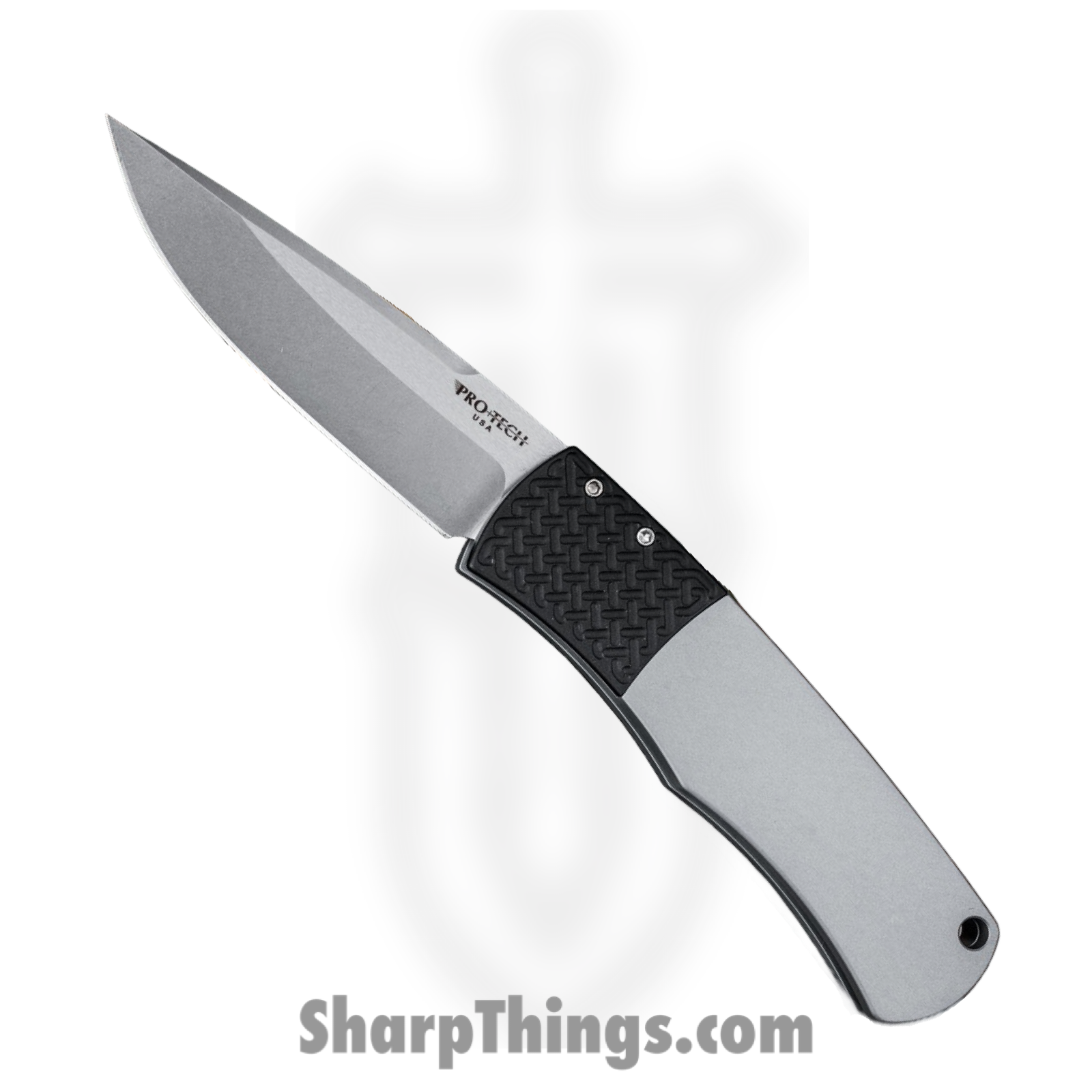 ProTech - BR-1.3 LTD-Grey - Magic Whiskers - Automatic Knife - 154CM Stonewash Drop Point - Aluminum - Grey