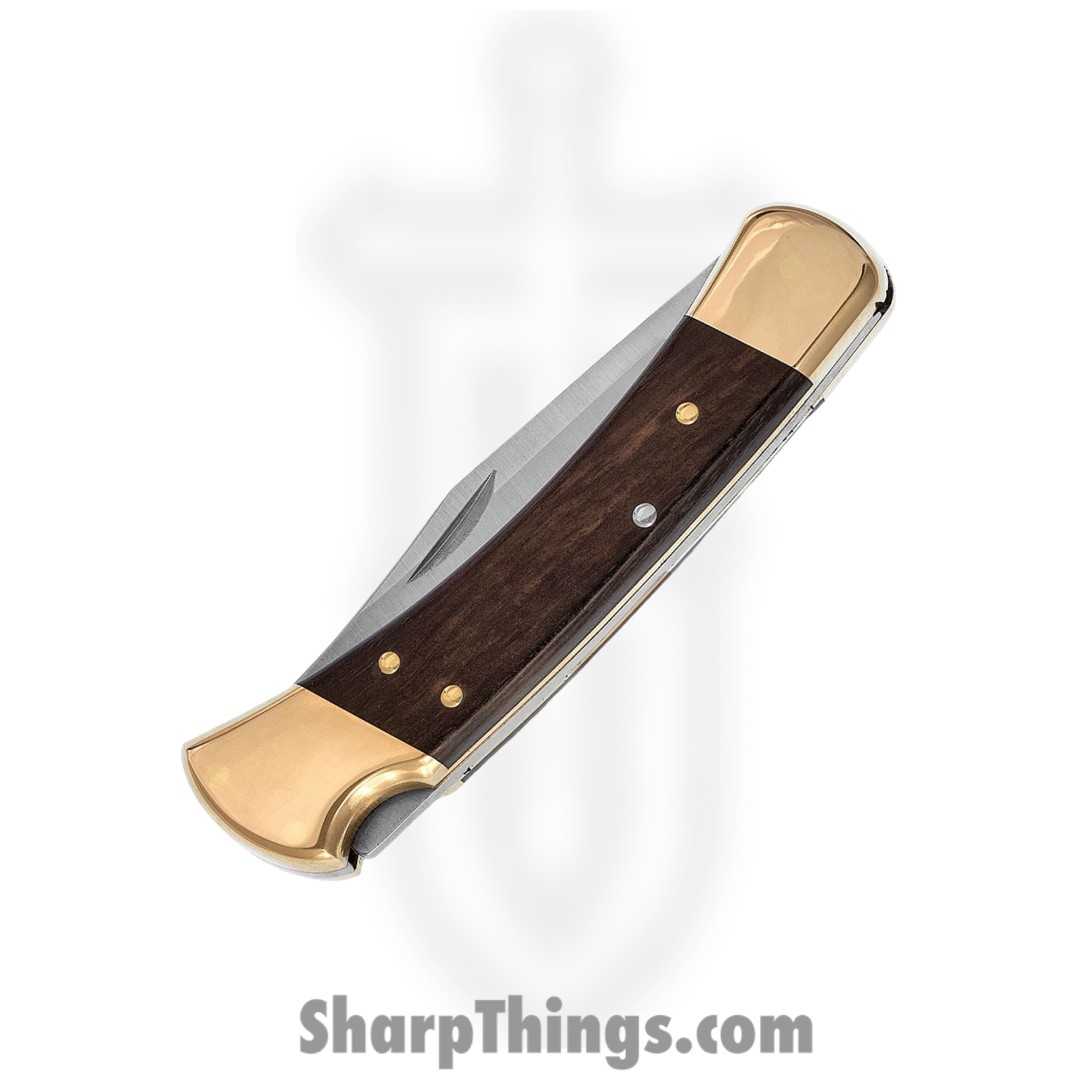 Buck - BU110BRS-B - Hunter - Folding Knife - 420 HC Satin Clip Point - Ebony - Brown Brass - Image 2