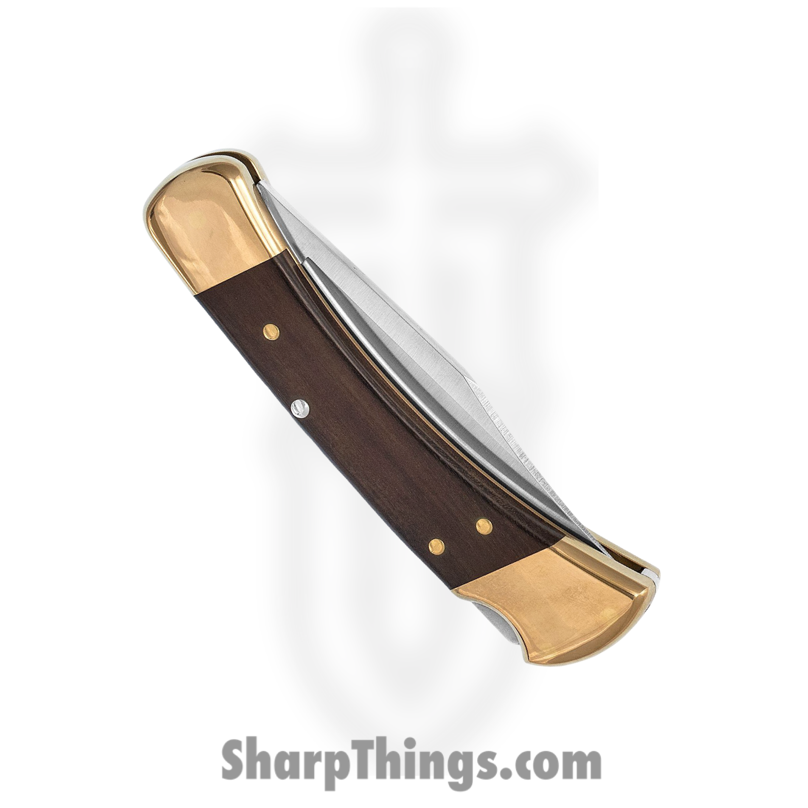 Buck - BU110BRS-B - Hunter - Folding Knife - 420 HC Satin Clip Point - Ebony - Brown Brass - Image 3