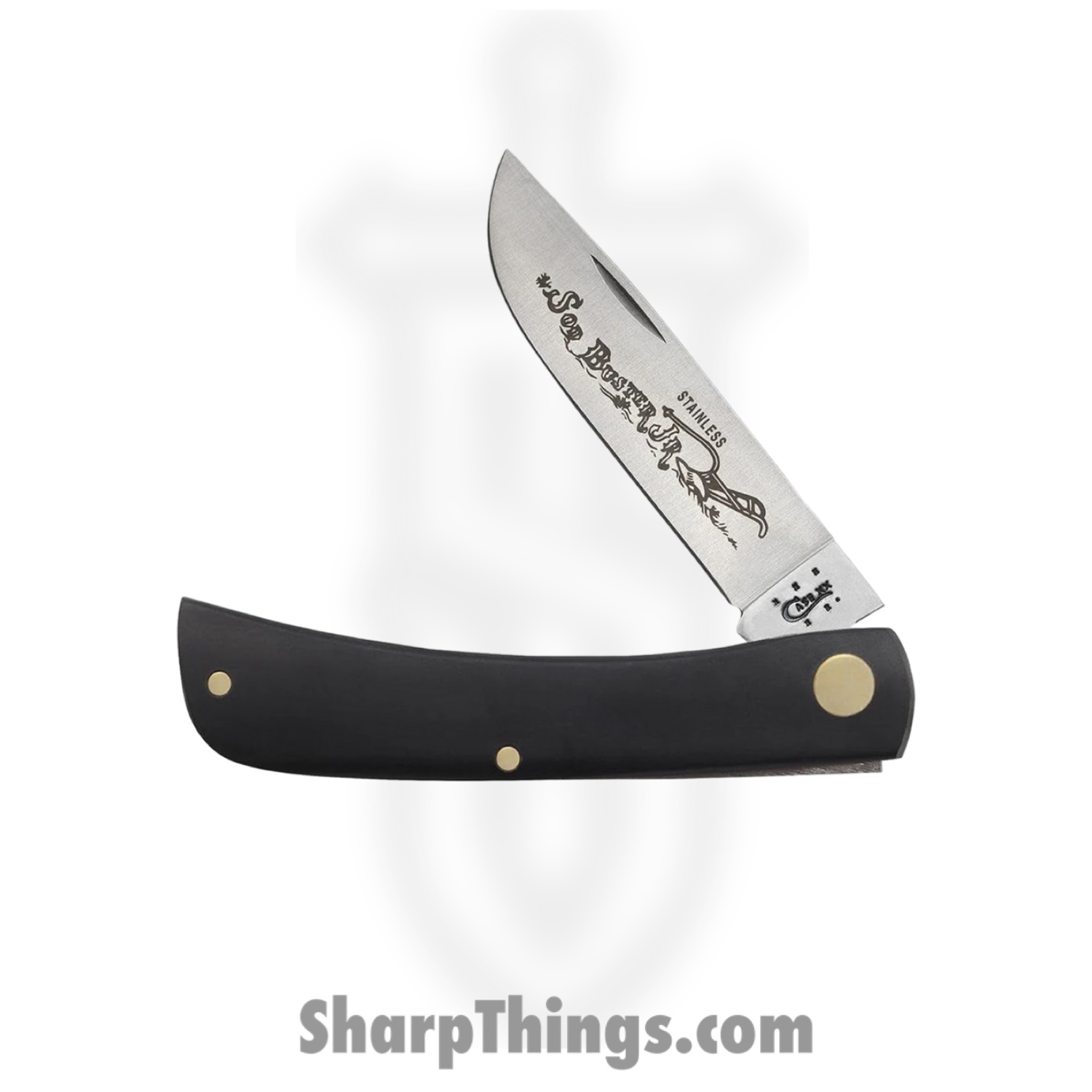 Case Cutlery - CA00095 - Sod Buster Jr - Folding Knife - Tru-Sharp Stainless As-Ground Skinner - Synthetic - Black - Image 2