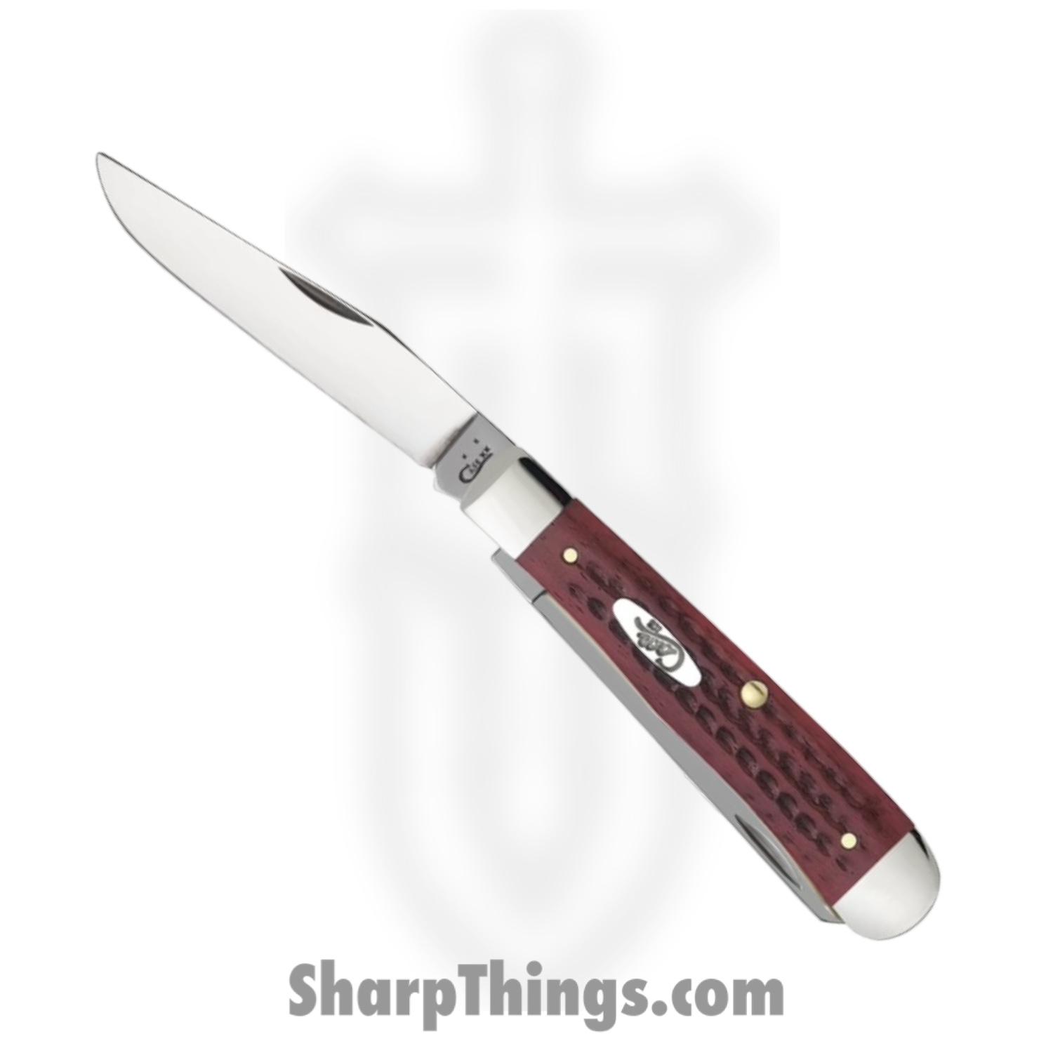 Case Cutlery - CA00783 - Trapper - Folding Knife - Tru-Sharp Stainless Polished Clip Spey - Corn Cob Jigged Old Bone - Red