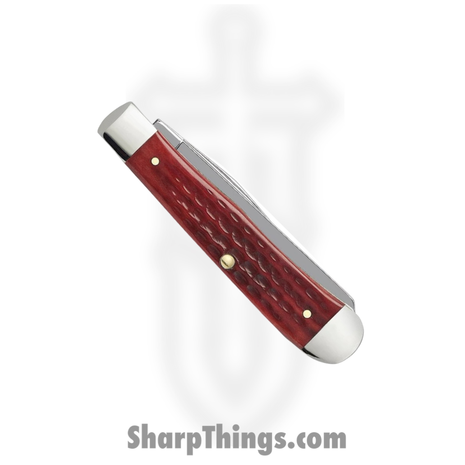 Case Cutlery - CA00783 - Trapper - Folding Knife - Tru-Sharp Stainless Polished Clip Spey - Corn Cob Jigged Old Bone - Red - Image 4
