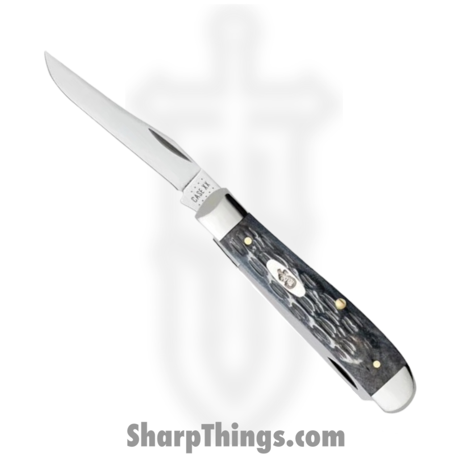 Case Cutlery - CA58414 - Mini Trapper - Folding Knife - Carbon Steel Polished Clip Spey - Crandall Jig Bone - Gray