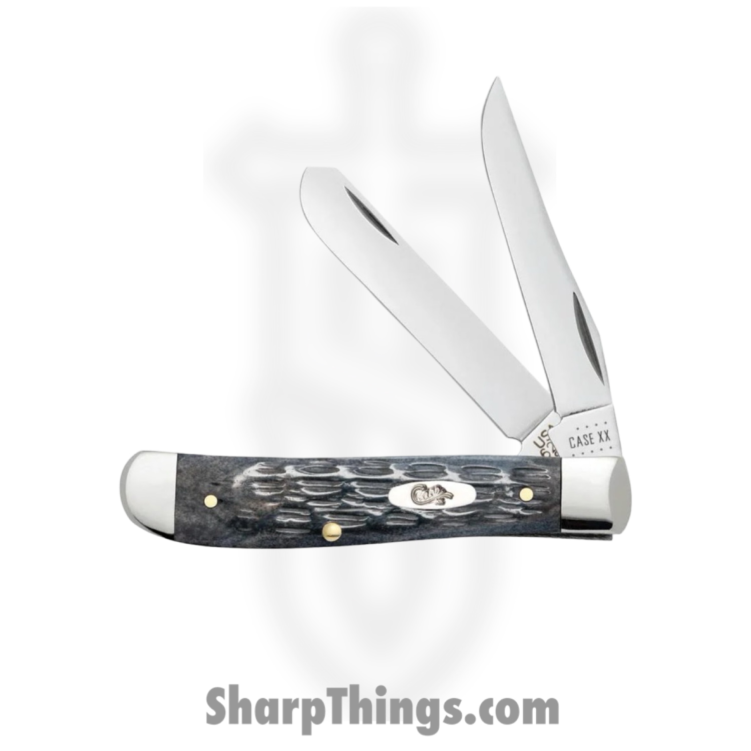 Case Cutlery - CA58414 - Mini Trapper - Folding Knife - Carbon Steel Polished Clip Spey - Crandall Jig Bone - Gray - Image 2