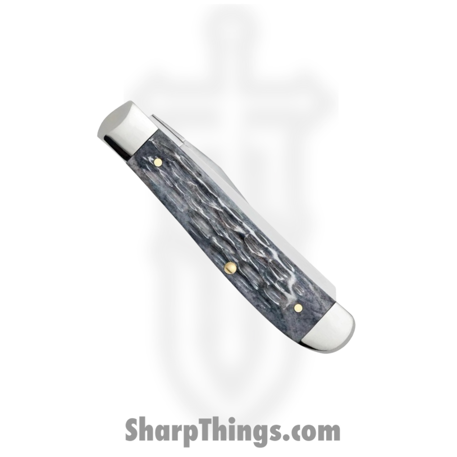 Case Cutlery - CA58414 - Mini Trapper - Folding Knife - Carbon Steel Polished Clip Spey - Crandall Jig Bone - Gray - Image 4