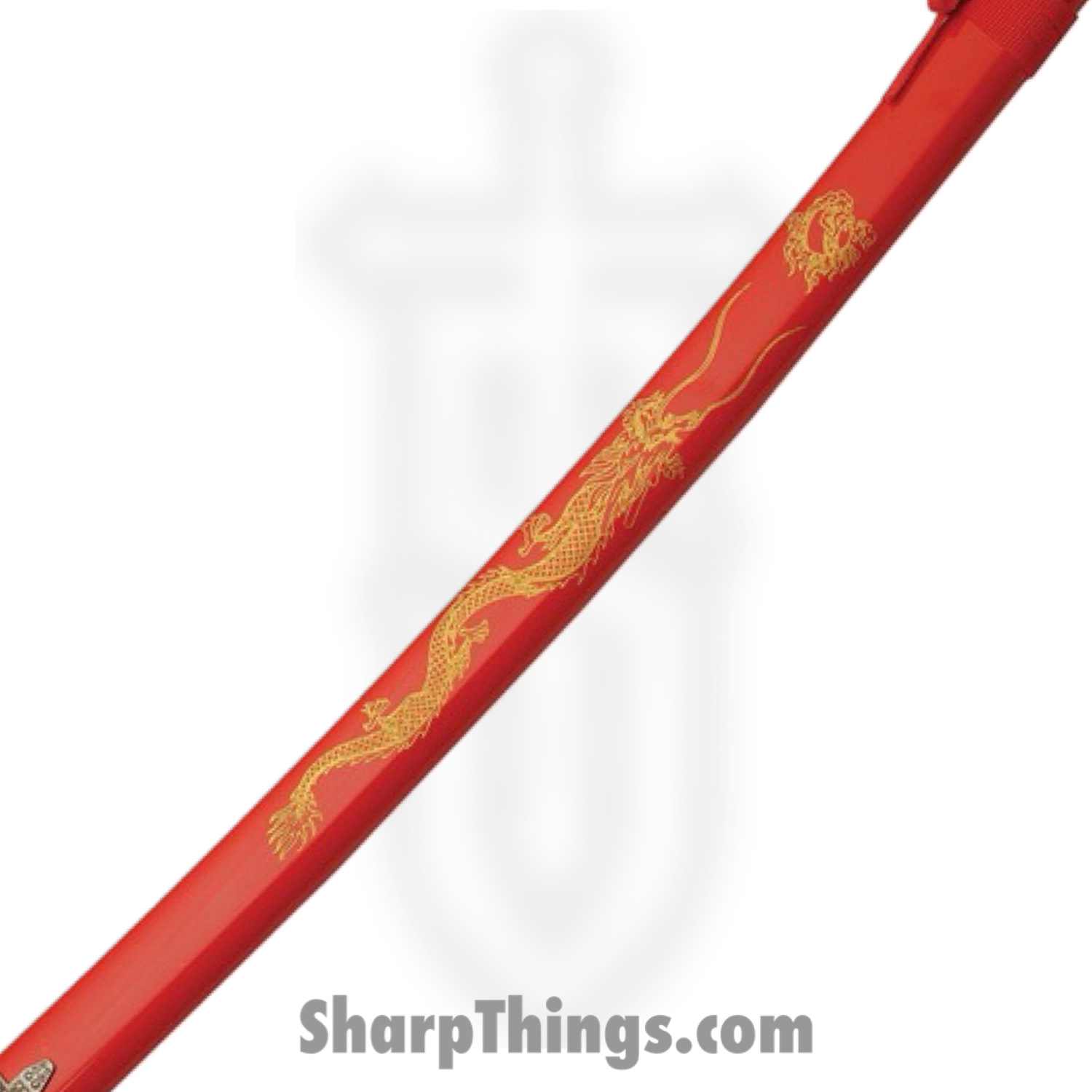 CMP - CN927030RD - Gold Dragon Samurai - Fixed Blade Knife - Carbon Steel Satin - Cord Wrapped - Red - Image 3