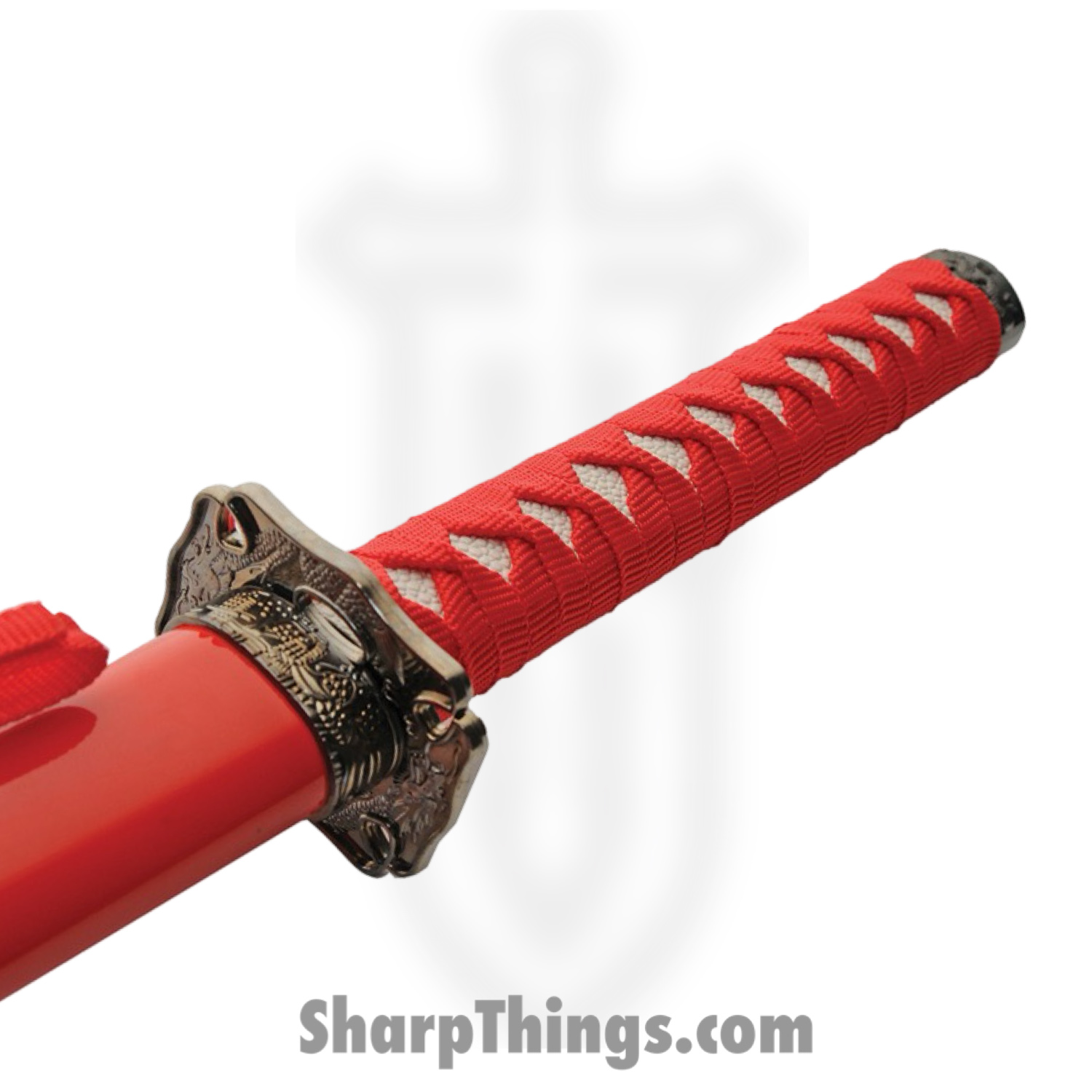 CMP - CN927030RD - Gold Dragon Samurai - Fixed Blade Knife - Carbon Steel Satin - Cord Wrapped - Red - Image 4