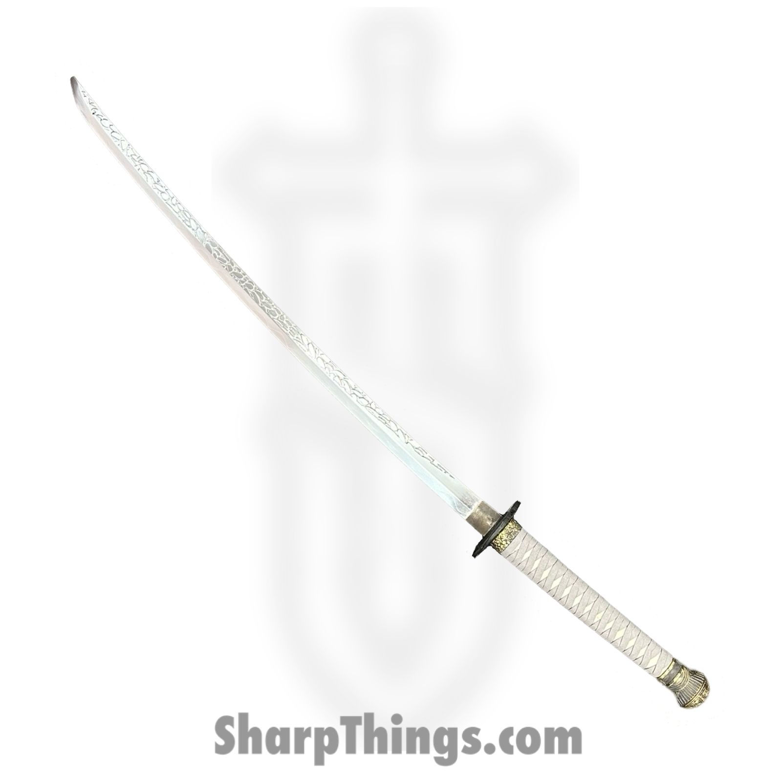 SBC - ELDEN0125 - Elden Ring - Fixed Blade Knife - T10 HC Polished Katana - Cord Wrapped - Gray