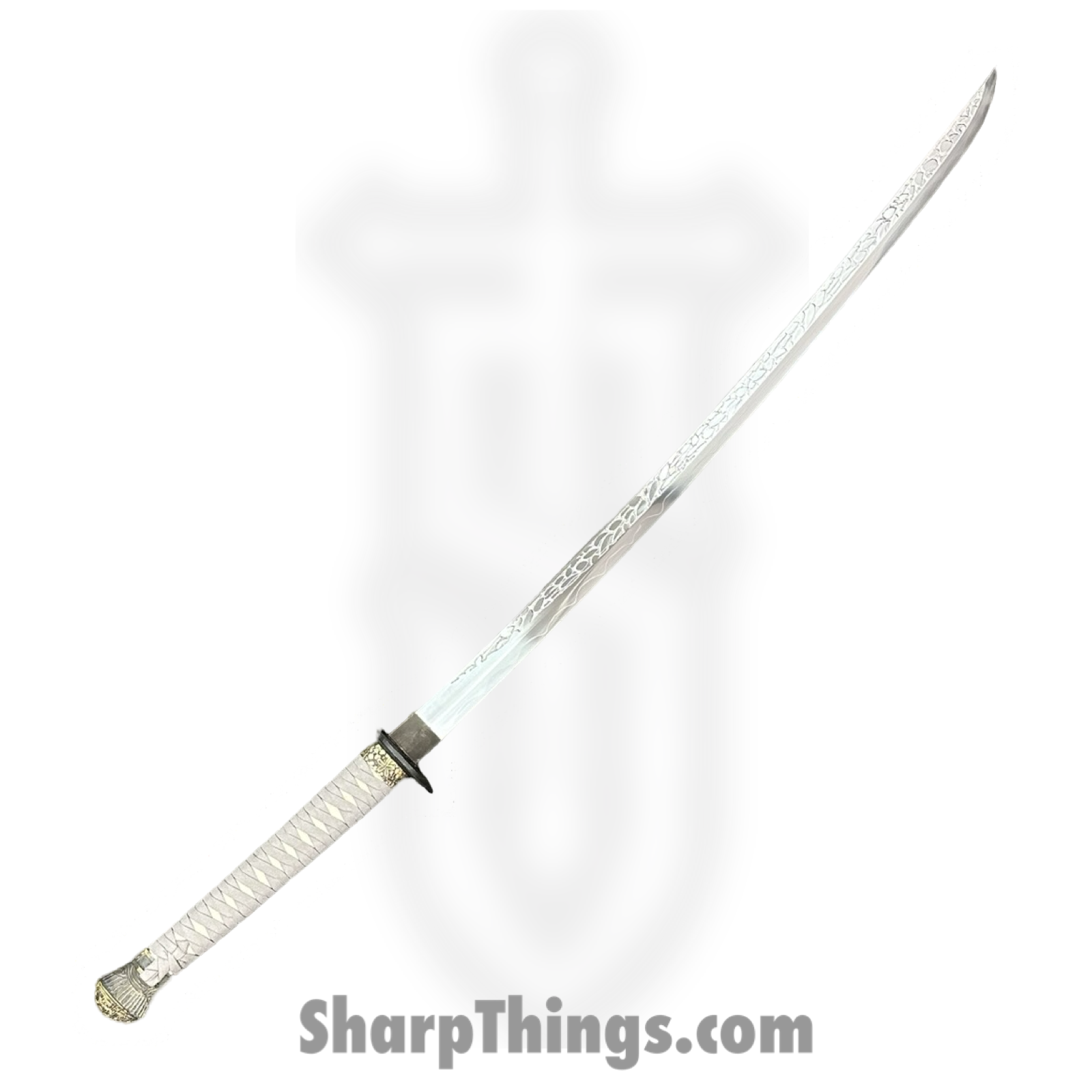 SBC - ELDEN0125 - Elden Ring - Fixed Blade Knife - T10 HC Polished Katana - Cord Wrapped - Gray - Image 2