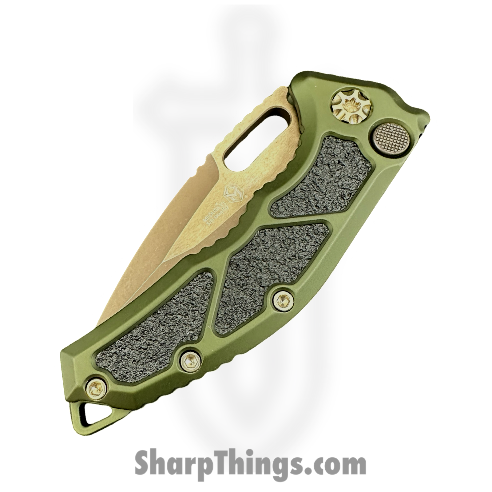 Heretic Knives - H011-7A-GRN - Medusa Auto - Automatic Knife - CPM MagnaCut Coated Tanto - Aluminum - OD Green - Image 3
