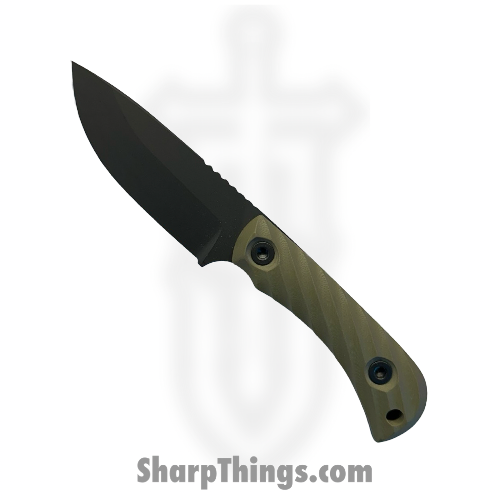 Half Face Blades - HFBCAVODG104 - Cav Jr - Fixed Blade Knife - S45VN Armor Black Cerakote Drop Point - G10 Reticulated Grip - OD Green