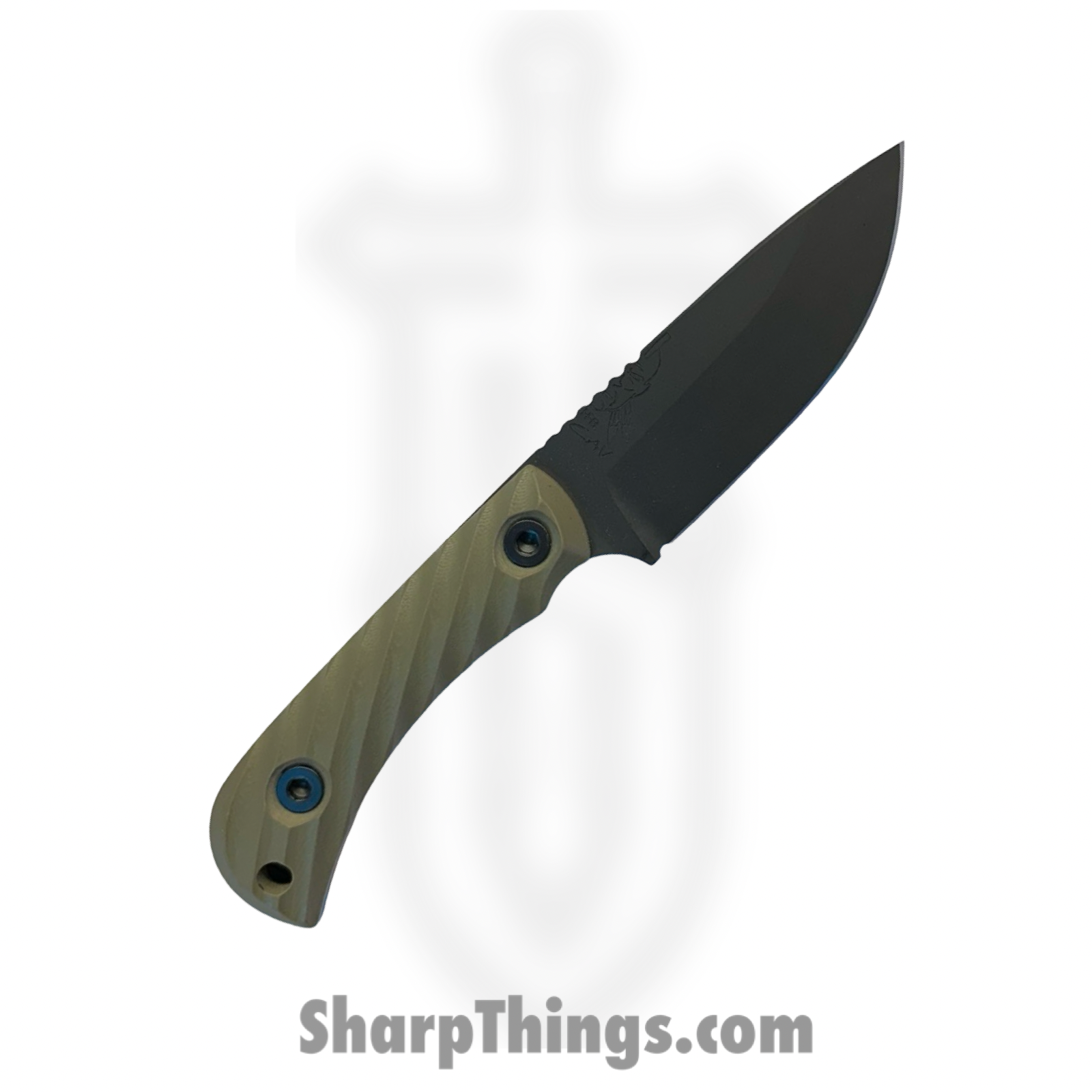 Half Face Blades - HFBCAVODG104 - Cav Jr - Fixed Blade Knife - S45VN Armor Black Cerakote Drop Point - G10 Reticulated Grip - OD Green - Image 2