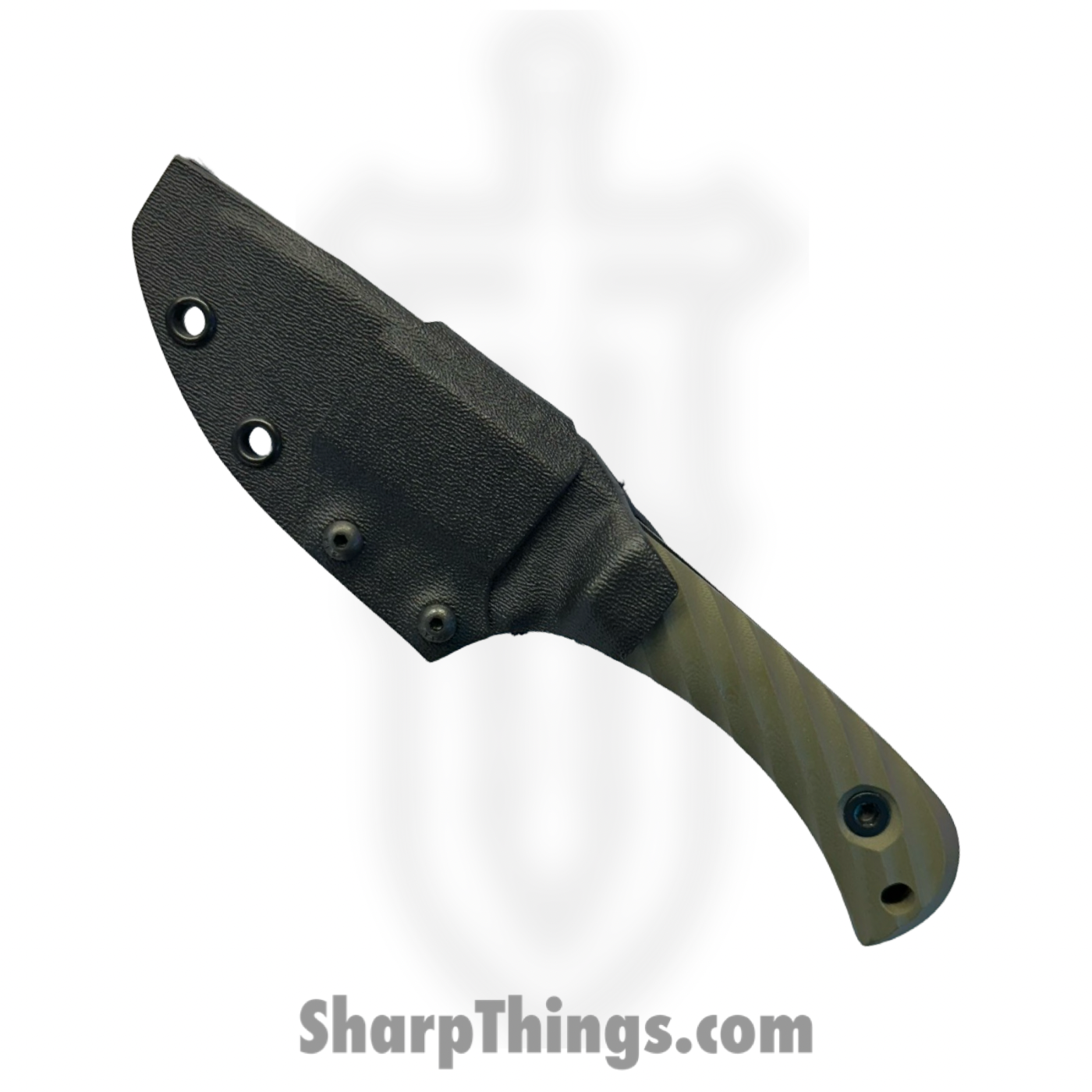 Half Face Blades - HFBCAVODG104 - Cav Jr - Fixed Blade Knife - S45VN Armor Black Cerakote Drop Point - G10 Reticulated Grip - OD Green - Image 3