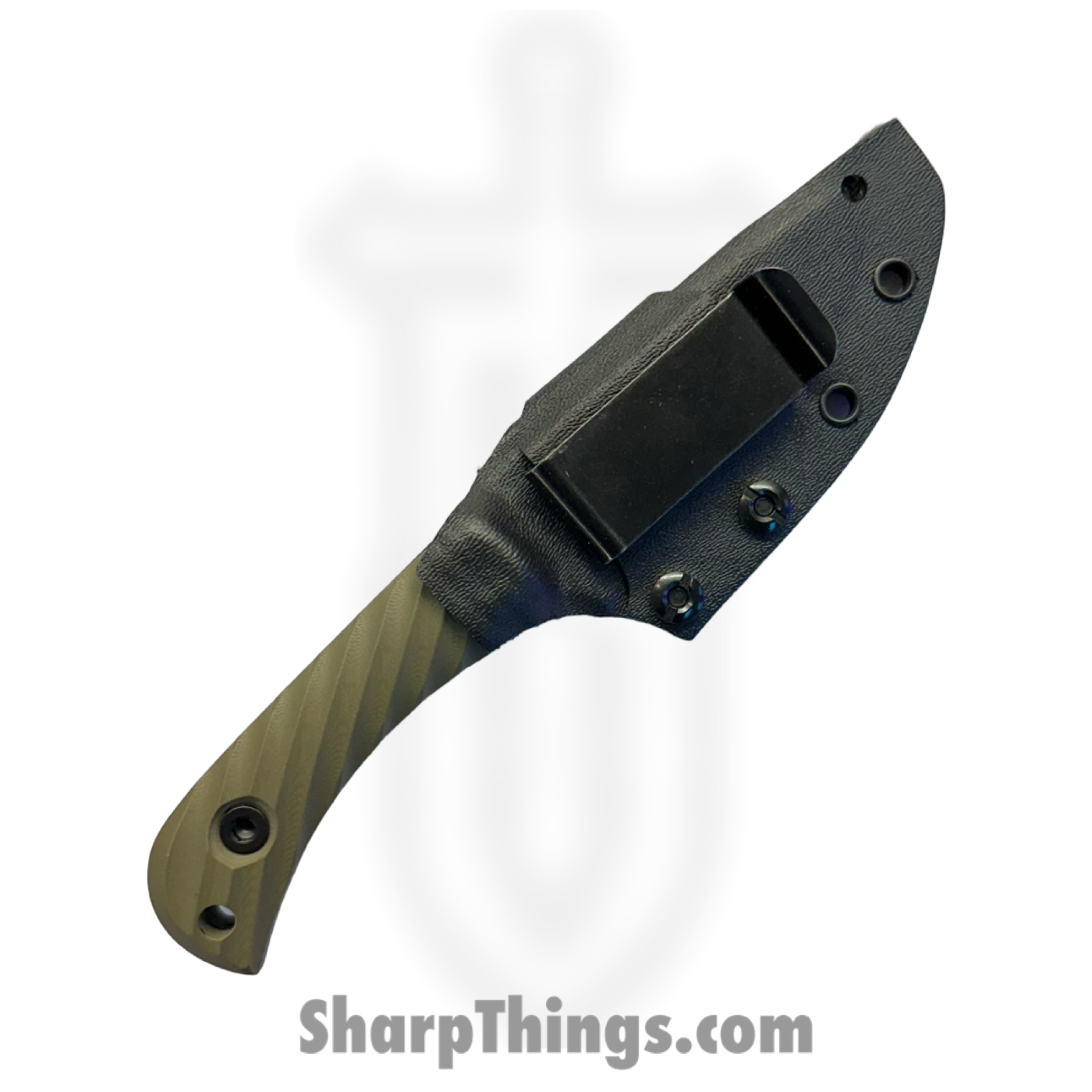 Half Face Blades - HFBCAVODG104 - Cav Jr - Fixed Blade Knife - S45VN Armor Black Cerakote Drop Point - G10 Reticulated Grip - OD Green - Image 4