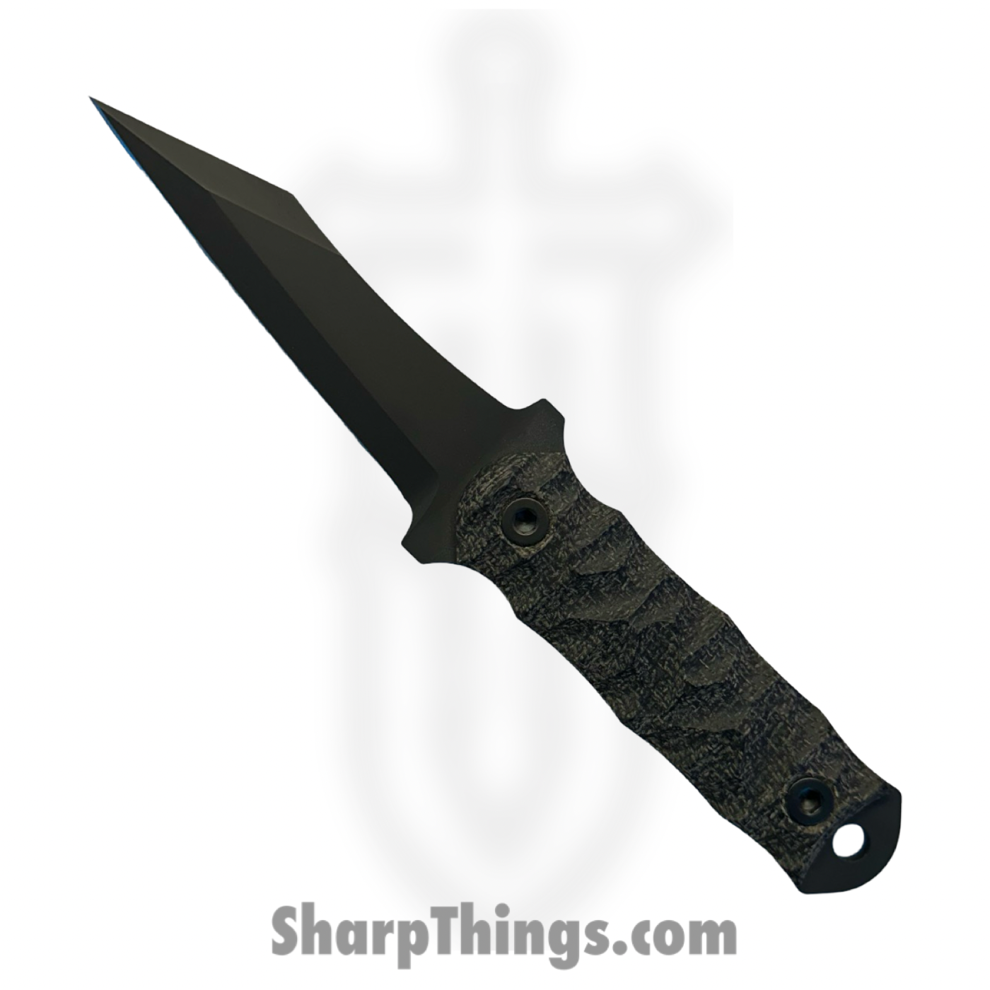 Half Face Blades - HFBCDNBKMI06 - Combat Dirt Nap - Fixed Blade Knife - S45VN Armor Black Cerakote Reverse Tanto - Burlap Micarta Chaos Grip - Black