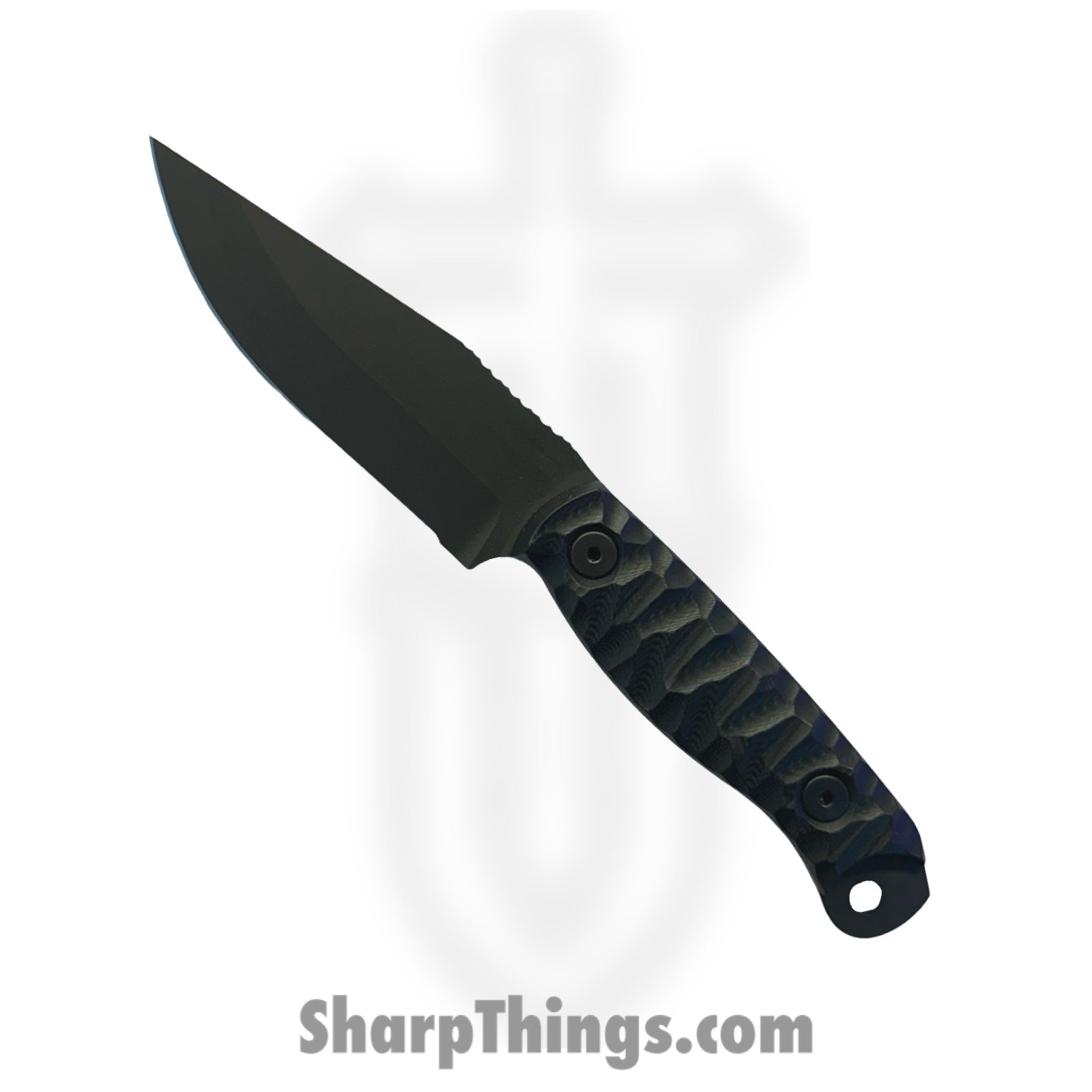 Half Face Blades - HFBCROBKG107 - Crow Scalper - Fixed Blade Knife - S45VN Armor Black Cerakote Drop Point - G10 Chaos Grip - Black