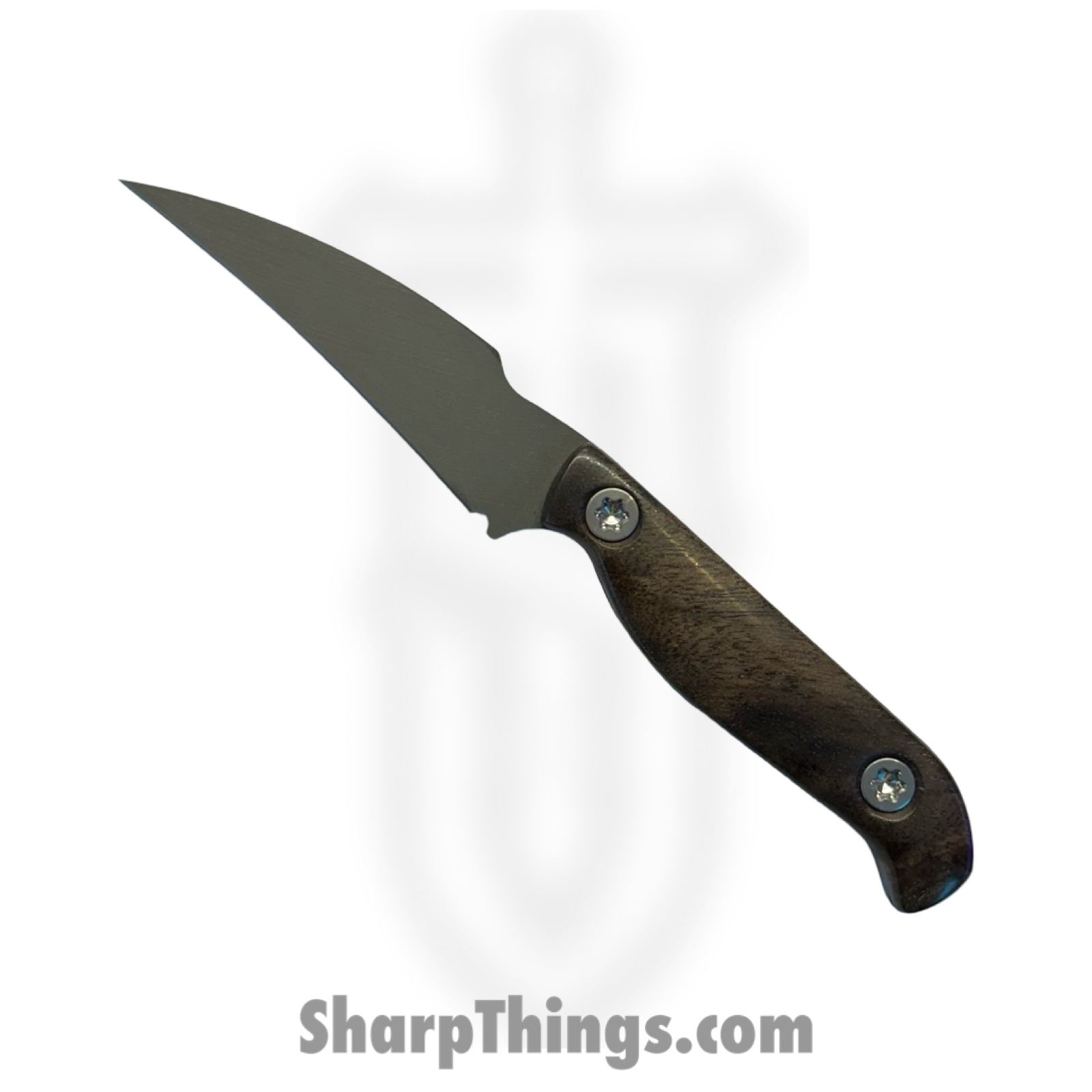 Half Face Blades - HFBGULBKWN09 - Gula Gula - Fixed Blade Knife - S45VN Acid Etched Wharncliffe - Black Walnut - Black Brown