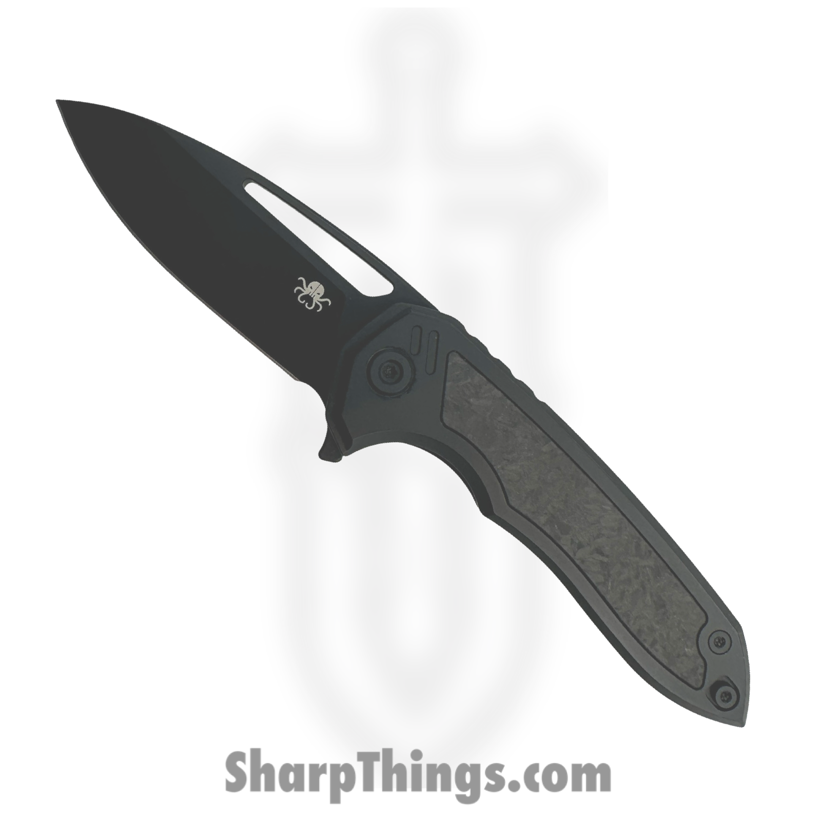 Hwzbben Knives - HWZ-B8 - Ragna - Folding Knife - M390 Coated Drop Point - TA5 Titanium Carbon Fiber Inlay - Black Blue - Image 3